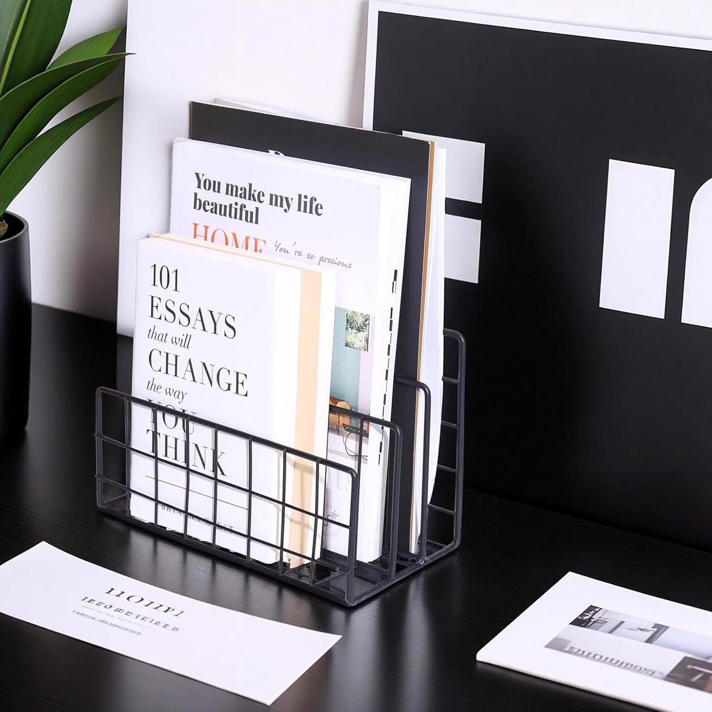 File Folder Organizer for Desktop,3 Section Metal Vertical magazine Stand Holder,Paper tray/Mail countertop/Record/Letter/Book Rack Sorter Holders,Desk organizers and accessories & office supplies
