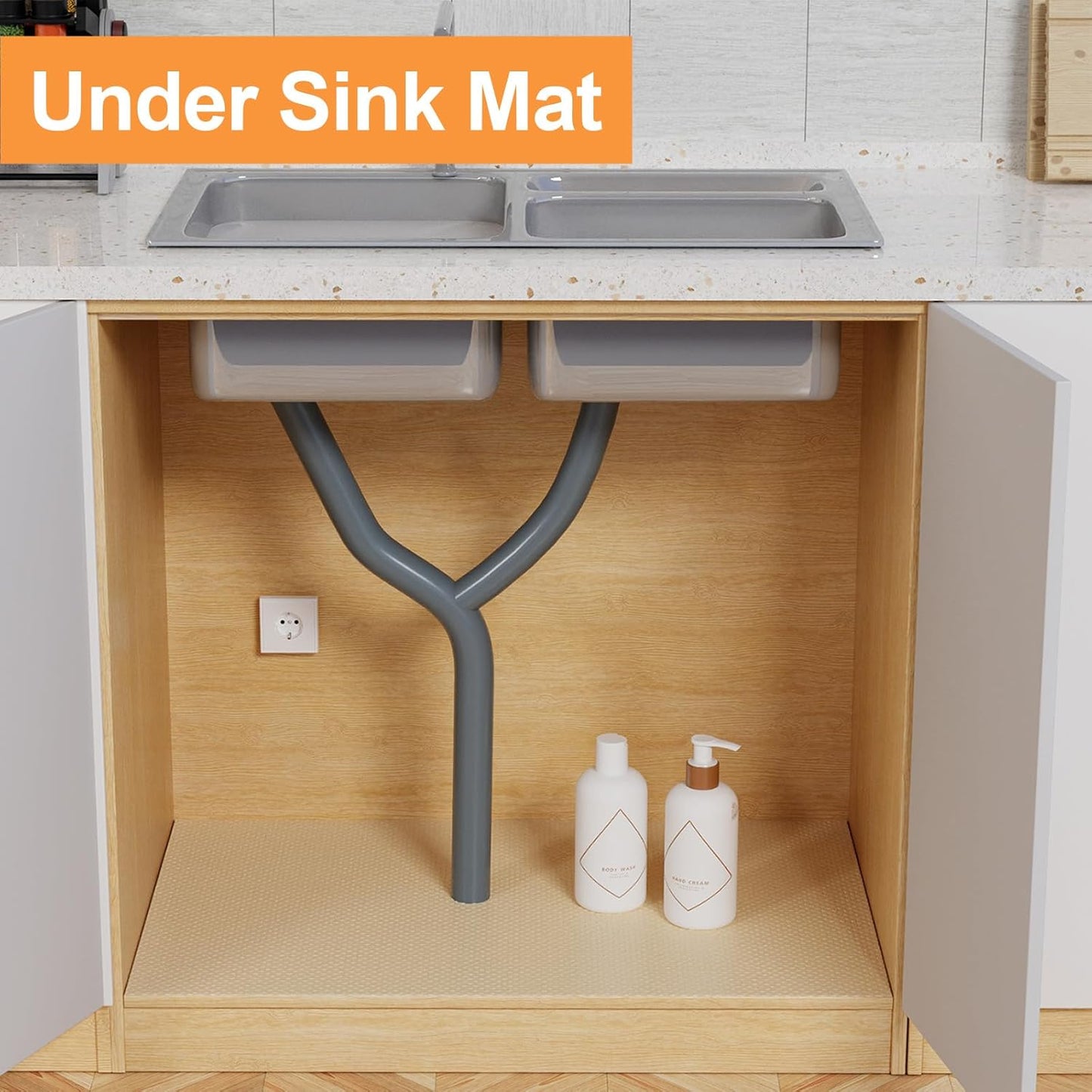 Cabinet Shelf Liner 30-inch Wide: Large Waterproof Cabinets Drawers Liners 30 in x 240 in - Khaki Non-Adhesive Easy to Cut Under Sink Mat for Cupboard