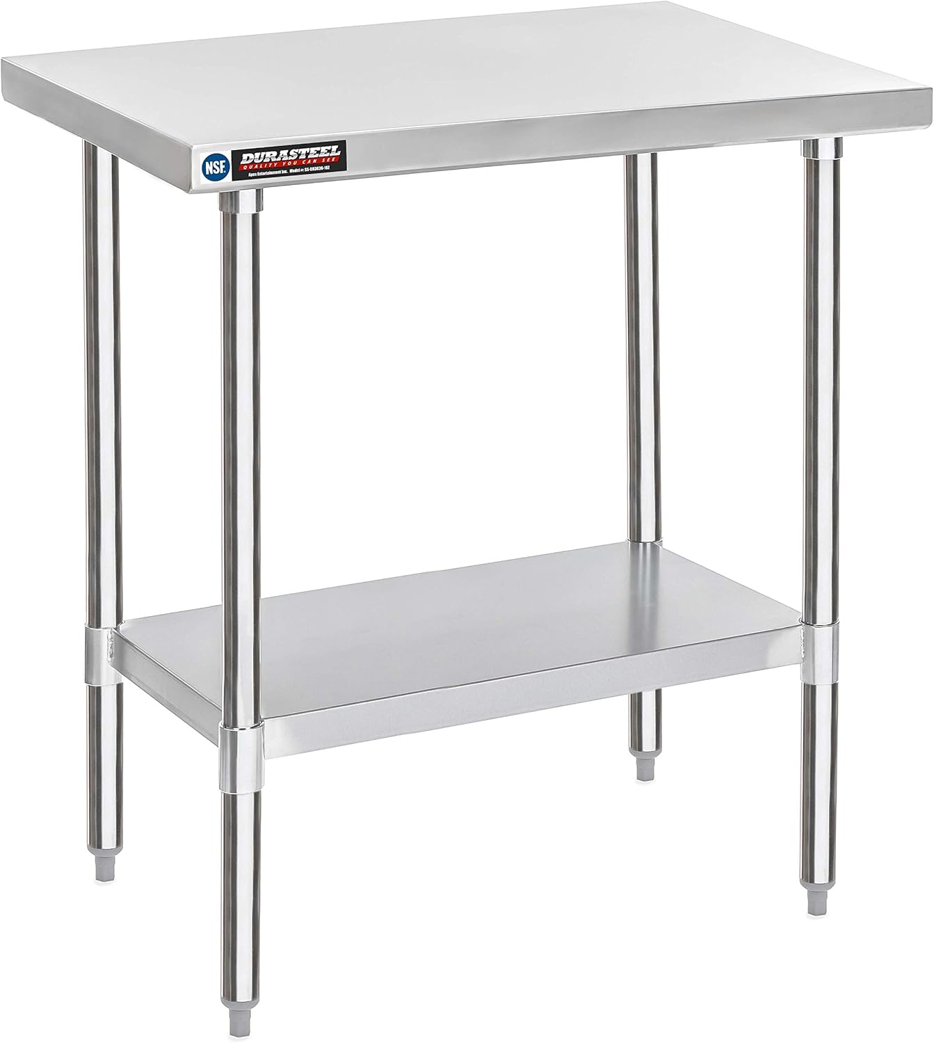 DuraSteel 30x36 Stainless Steel Work Table - NSF Commercial Prep Metal Table - Outdoor Pizza Oven Stand w/Under Shelf - Kitchen Island Laundry Utility Garage Microwave Stand Large Rolling Storage Cart