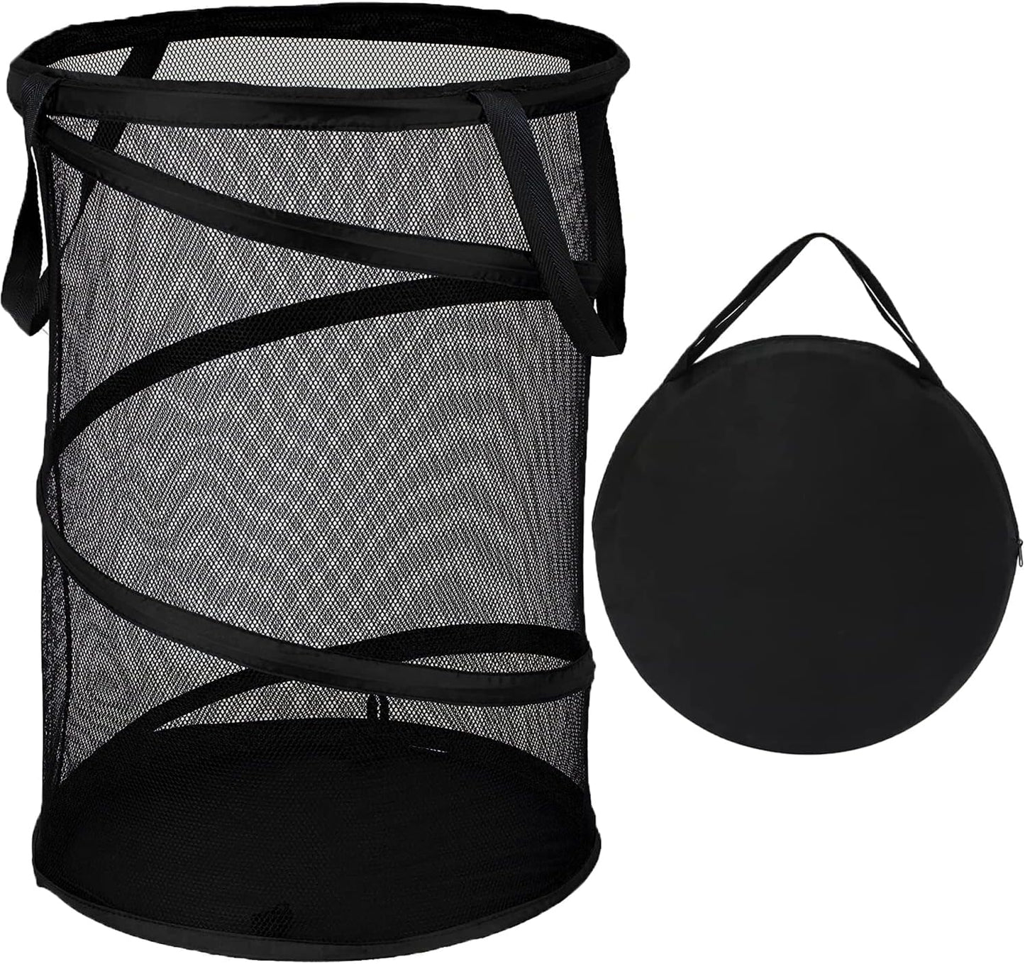 BATTOO Black X-Large Collapsible Laundry Basket Foldable Mesh Pop Up Hamper with Handles for Laundry Room, Bathroom, Kids Room, College Dorm, Travel, Camping, Gift Basket