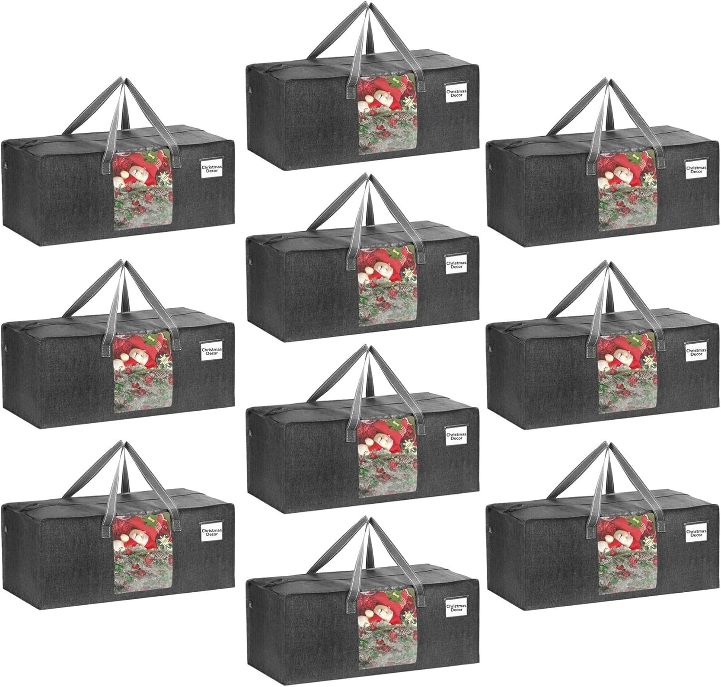 VENO 10 Pack Moving Bags Extra Large Storage Bags for College Move-In, Heavy-Duty Storage Totes, Packing Boxes, and Wardrobe Moving Supplies - Durable Laundry Bags for Clothes (Gray w/Window, 10 Pack)