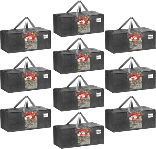 VENO 10 Pack Moving Bags Extra Large Storage Bags for College Move-In, Heavy-Duty Storage Totes, Packing Boxes, and Wardrobe Moving Supplies - Durable Laundry Bags for Clothes (Gray w/Window, 10 Pack)