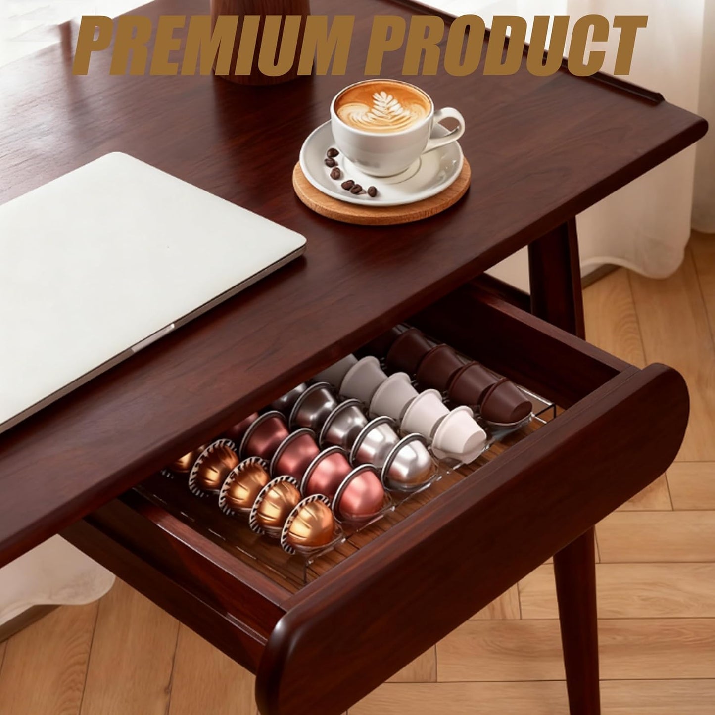 Coffee Pod Drawer Organizer, 30-Capsule Storage Tray，Keep Your Kitchen Drawer Neat with This Universal Coffee Pod Holder ， Perfect for Storing All Your Capsules.