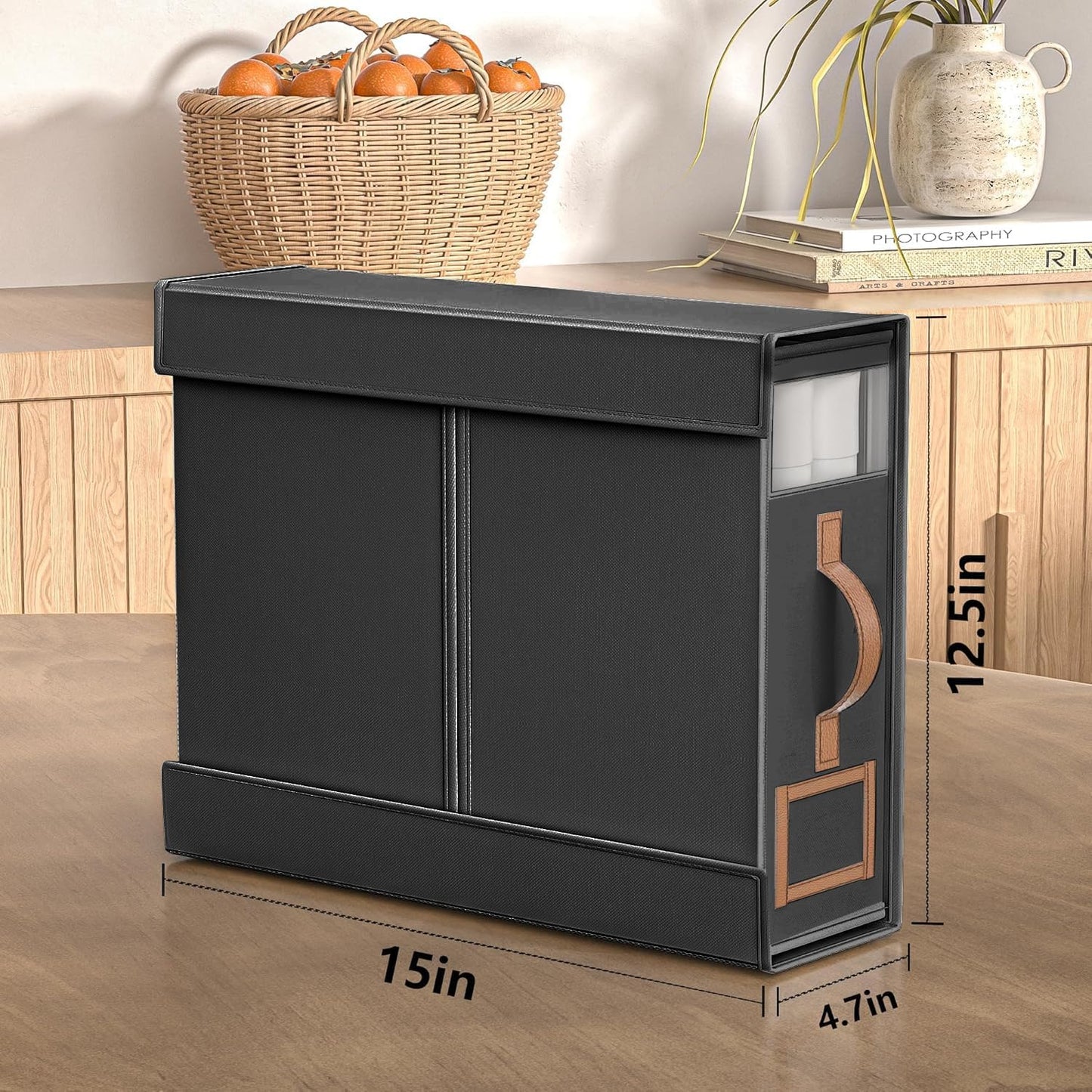 2 Pack Bed Sheet Organizers And Storage(King & Queen Size),Foldable Bedding Storage Box With Leather Handle,Sheet Organizer For Duvet Cover Set,Black