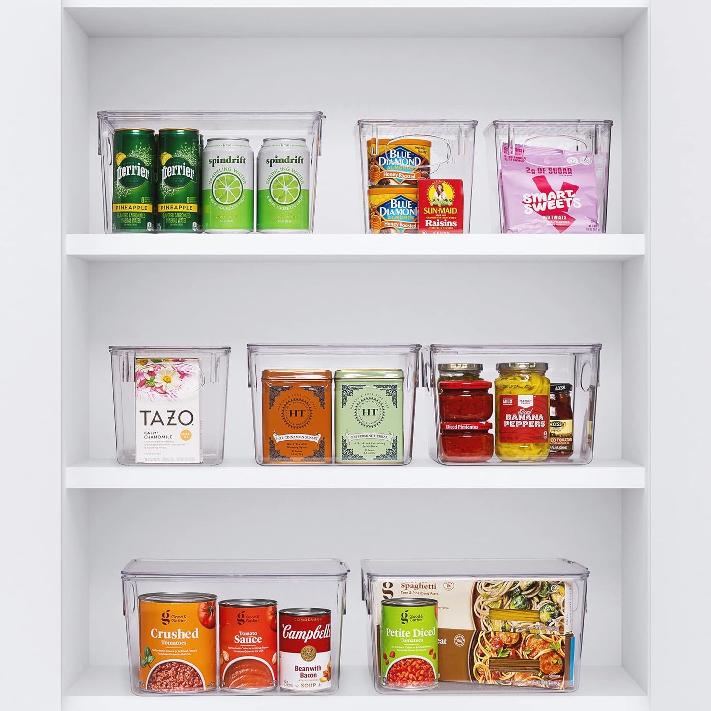 Sorbus Medium Clear Plastic Storage Bins for Shelves, Clothes, with Handle - Clear Storage Bins, Drawer, Shelf, Closet, Pantry, Fridge, Freezer Organizer Bins, Closet Organizers and Storage (4 pack)