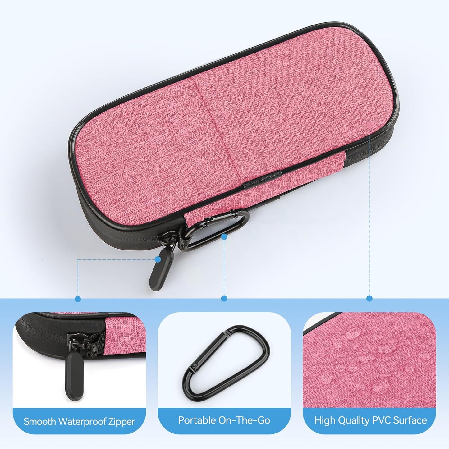 Insulin Cooler Travel Case Diabetic Medication Insulated Cool Organizer with 2 Reusable Ice Packs for Insulin Pen and Other Diabetic Supplies, for the Daily Life and Trip, Pink II Color