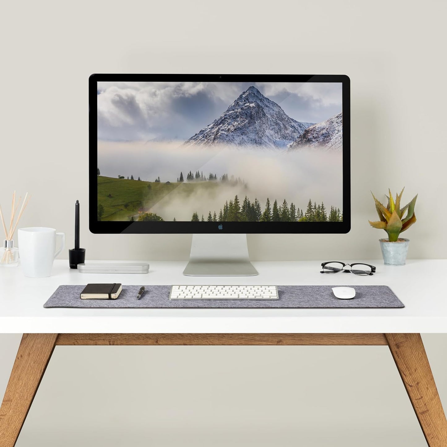 Premium Felt Desk Mat | Medium 12" x 36" | Multifunctional Desk Pad for Home Office | Mid Gray