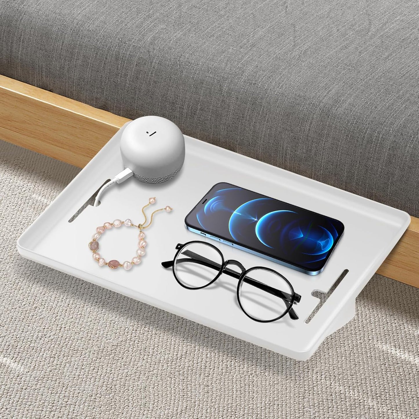 Bedside Table College Dorm Room Essentials Clip On Nightstand Floating Bed Side Table for Bunk Bed Top Bunk White - Send Goods from Local