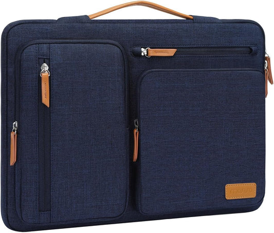 MOSISO 360 Protective Laptop Case 13.3 inch, 13-13.3 inch Laptop Sleeve Compatible with MacBook Air/Pro 13 / Pro 14,HP Dell Acer ASUS,Side Open Carrying Case with 4 Zipper Pockets&Handle, Navy Blue