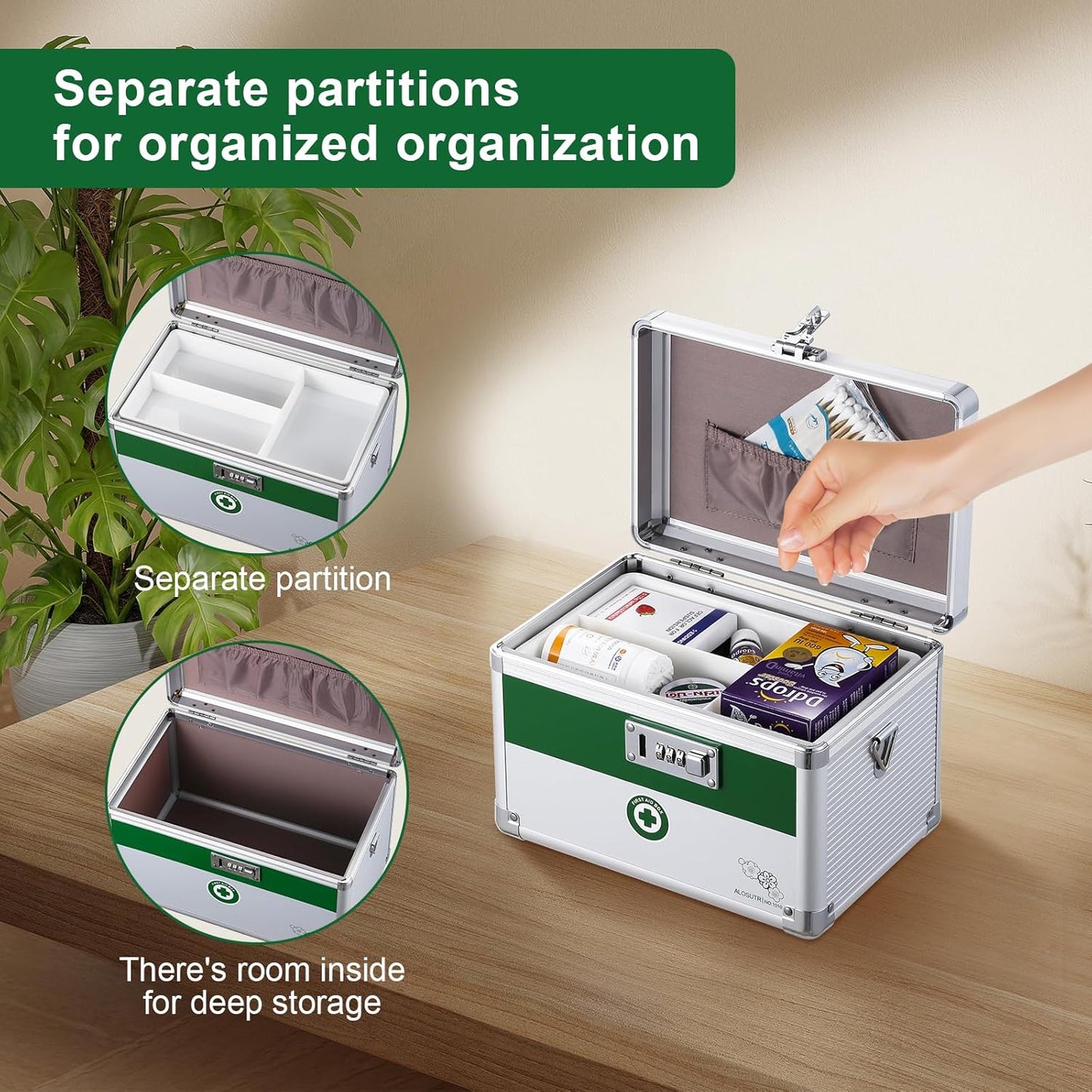 Medication Lock Box with Combination Lock 10 x6.7x 6.7 inches [Small], Medication Lock Box Security, Medical Box Organizer