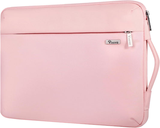 Voova Laptop Sleeve Case 15.6 16 Inch with Handle, 360° Protective Waterproof Slim Computer Bag Cover Compatible with MacBook Pro M2/M3/M4 16, HP Acer Lenovo Yoga ThinkPad Asus Laptop, Women, Pink