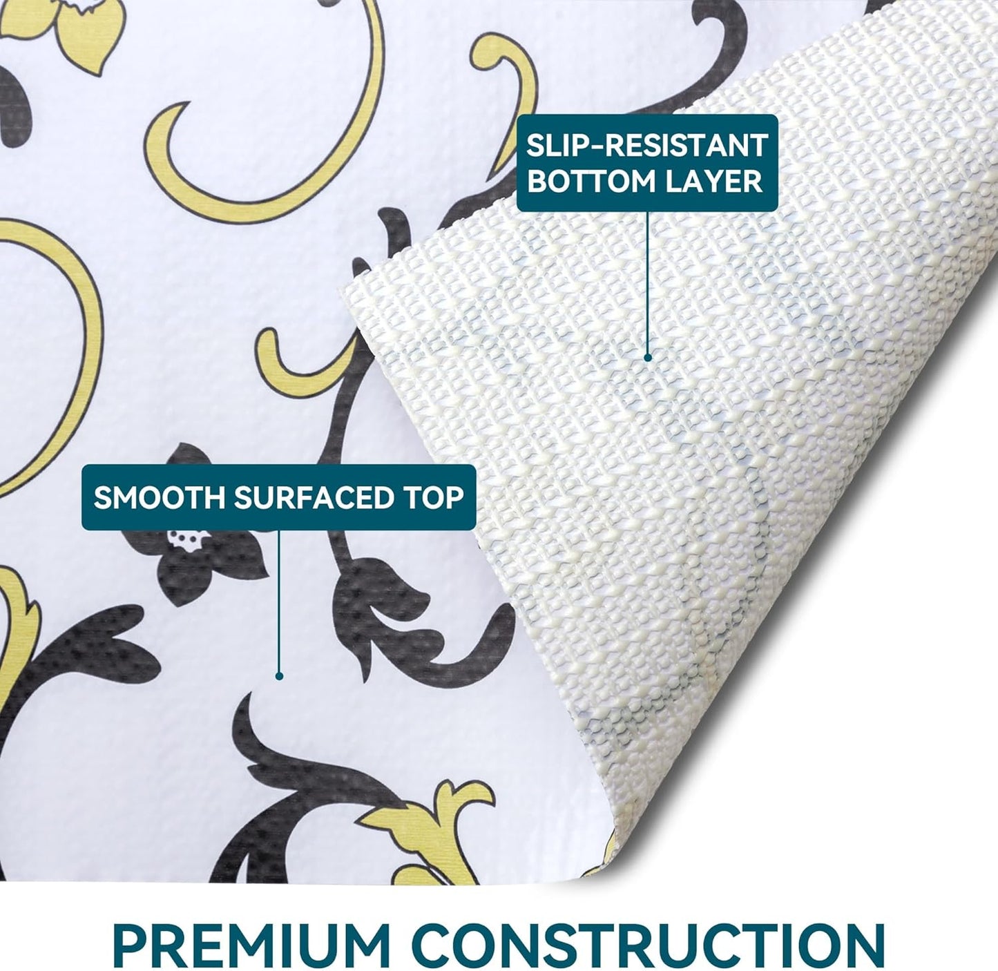 2 Rolls 18" W x 96" L Floral Drawer and Shelf Liner for Cabinets, Non-Adhesive Strong Grip Non-Slip Flower Shelf Cabinet Kitchen Shelf Liners for Kitchen Cabinets