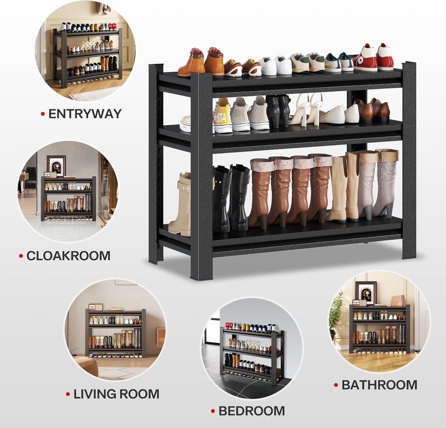 Storage Shelves, Garage Metal Shelving Unit, Adjustable, Double-Layer Column with Reinforced Ribs, Heavy-Duty, Capable of Bearing 1800 lbs, Suitable for Garage, Warehouse, Kitchen Storage
