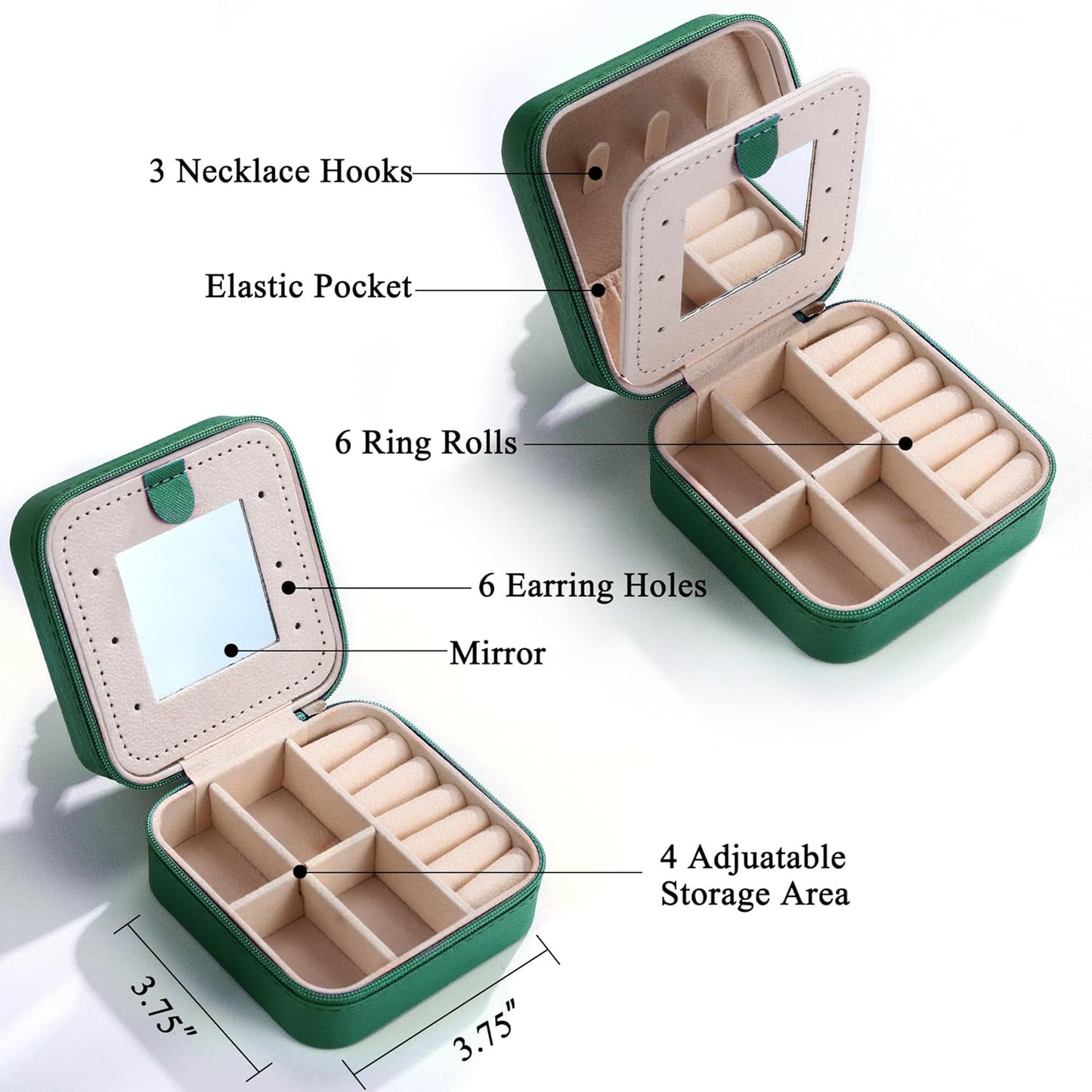 Parima Christmas Gifts - Fashion & Travel Jewelry Case, Organizer Box for Teen Girls | Letter G, Green