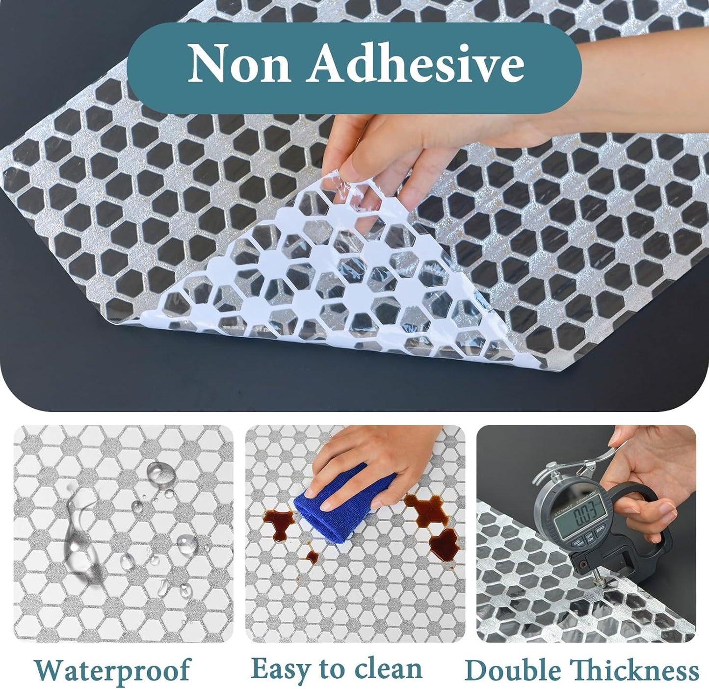 Drawer and Shelf Liner for Kitchen Cabinet: 12 in X 20 Ft Non Slip Waterproof Shelf Paper Non Adhesive Refrigerator Liners Silver Square Easy Liners for Bathroom with Knife Tape Measure