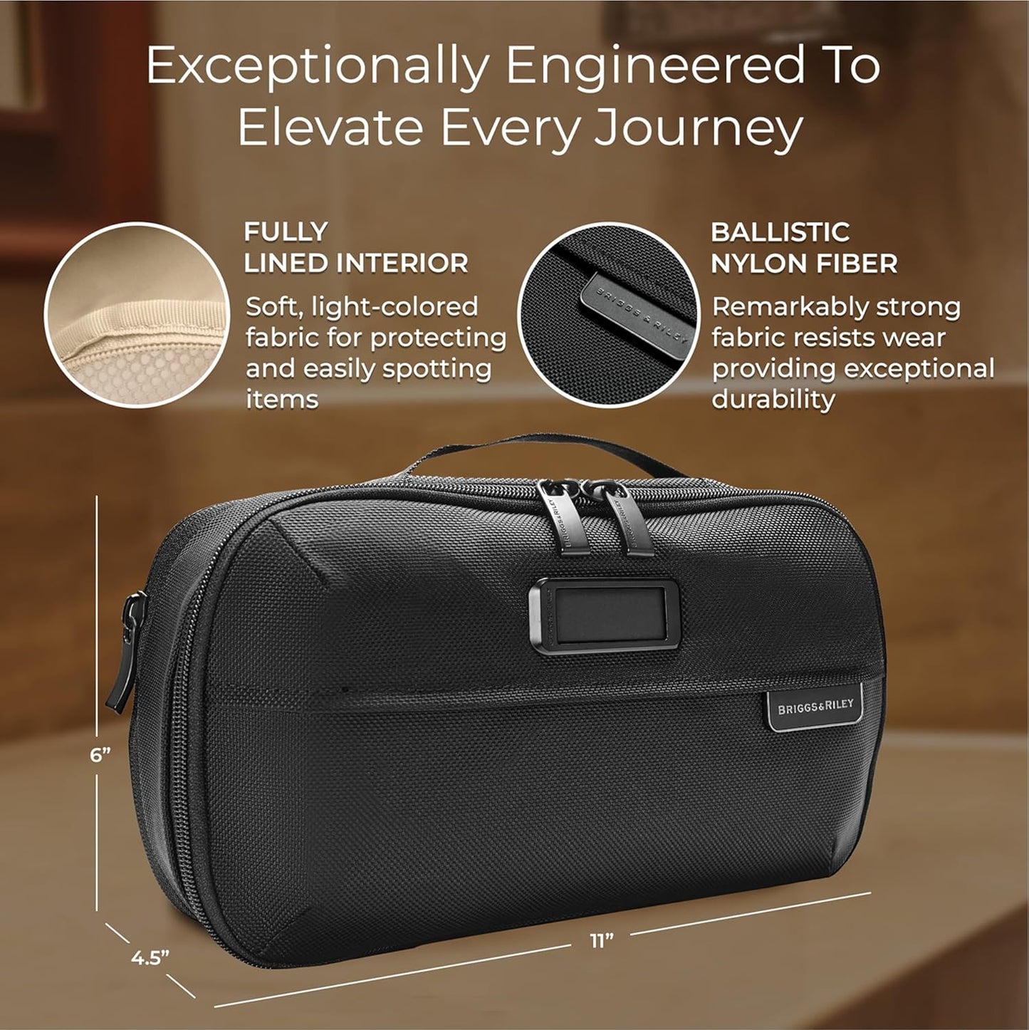 Briggs & Riley Expandable Essentials Kit - Toiletry Travel Bags for Women & Men, Organizer for Vacation, Compact Dopp Kit for Bathroom Accessories, Makeup, & Skincare - Baseline Collection