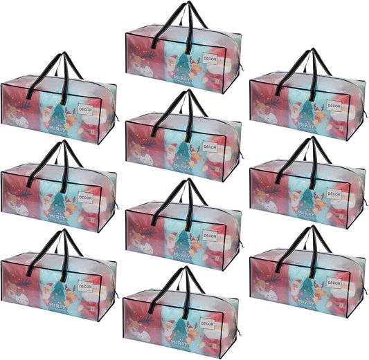 VENO 10 Pack Moving Bags Extra Large Storage Bags for College Move-In, Heavy-Duty Storage Totes, Packing Boxes, and Wardrobe Moving Supplies - Durable Laundry Bags for Clothes (Clear, 10 Pack)
