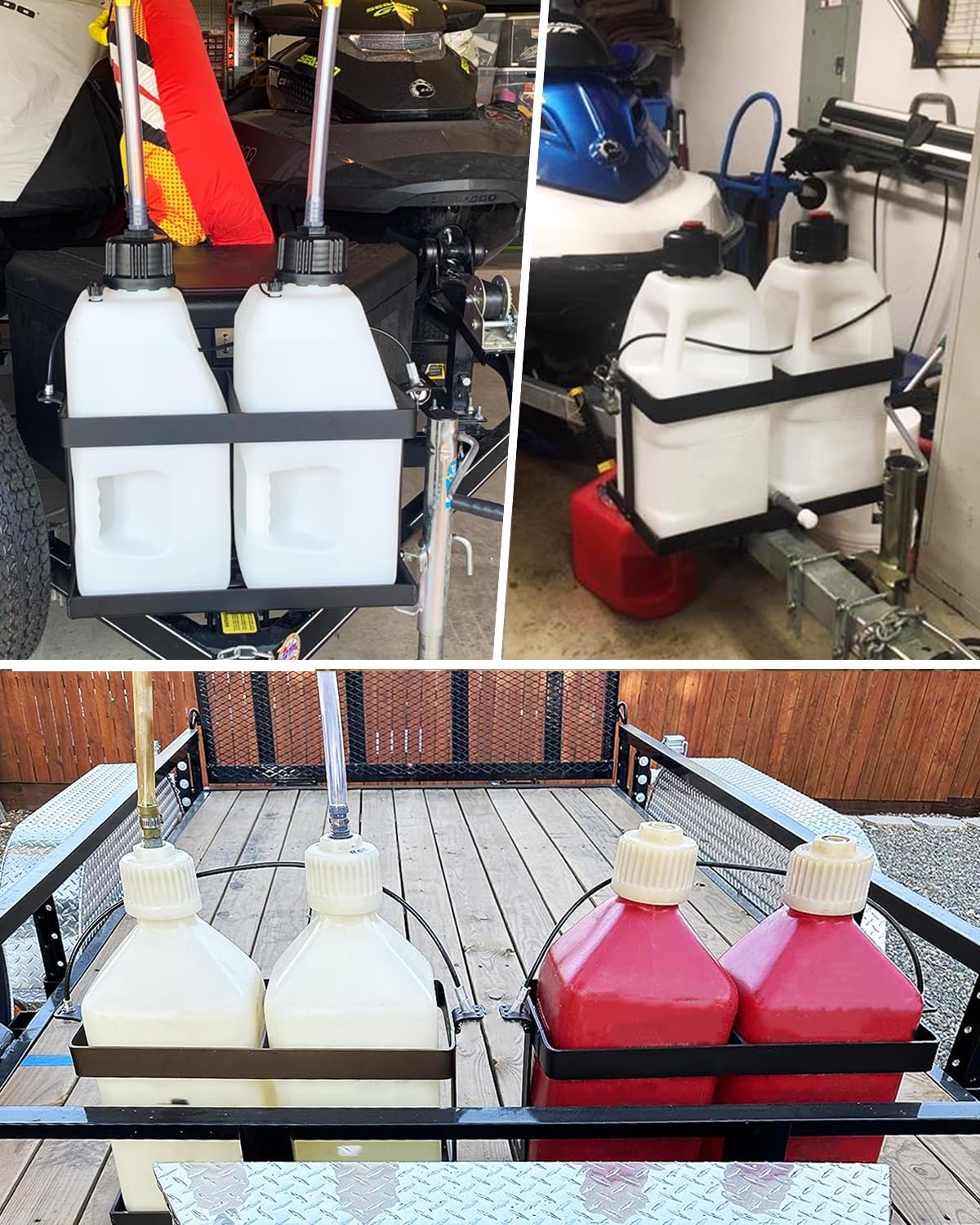 Fuel Jug Container Holder,Fits Two 5 Gallon Gas Can,Compatible With VP Racing Fuel Jug 5.5 Gallon,Gas Can Holder For Trailer