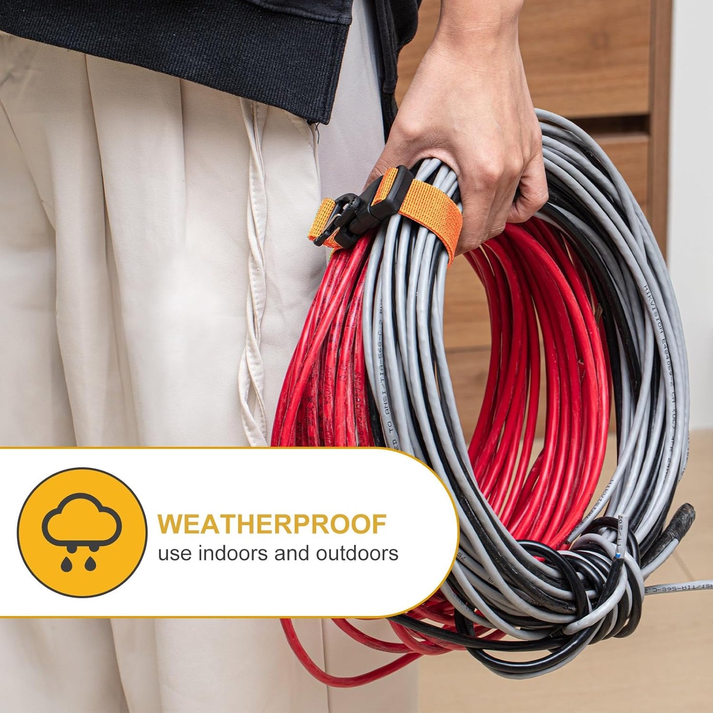 12 Pack 17 Inch Adjustable Extension Cord Holder Organizer with Triangle Clips for Garage Organization and Storage Heavy Duty Extension Cord Hanger for Men Workshop (Orange)