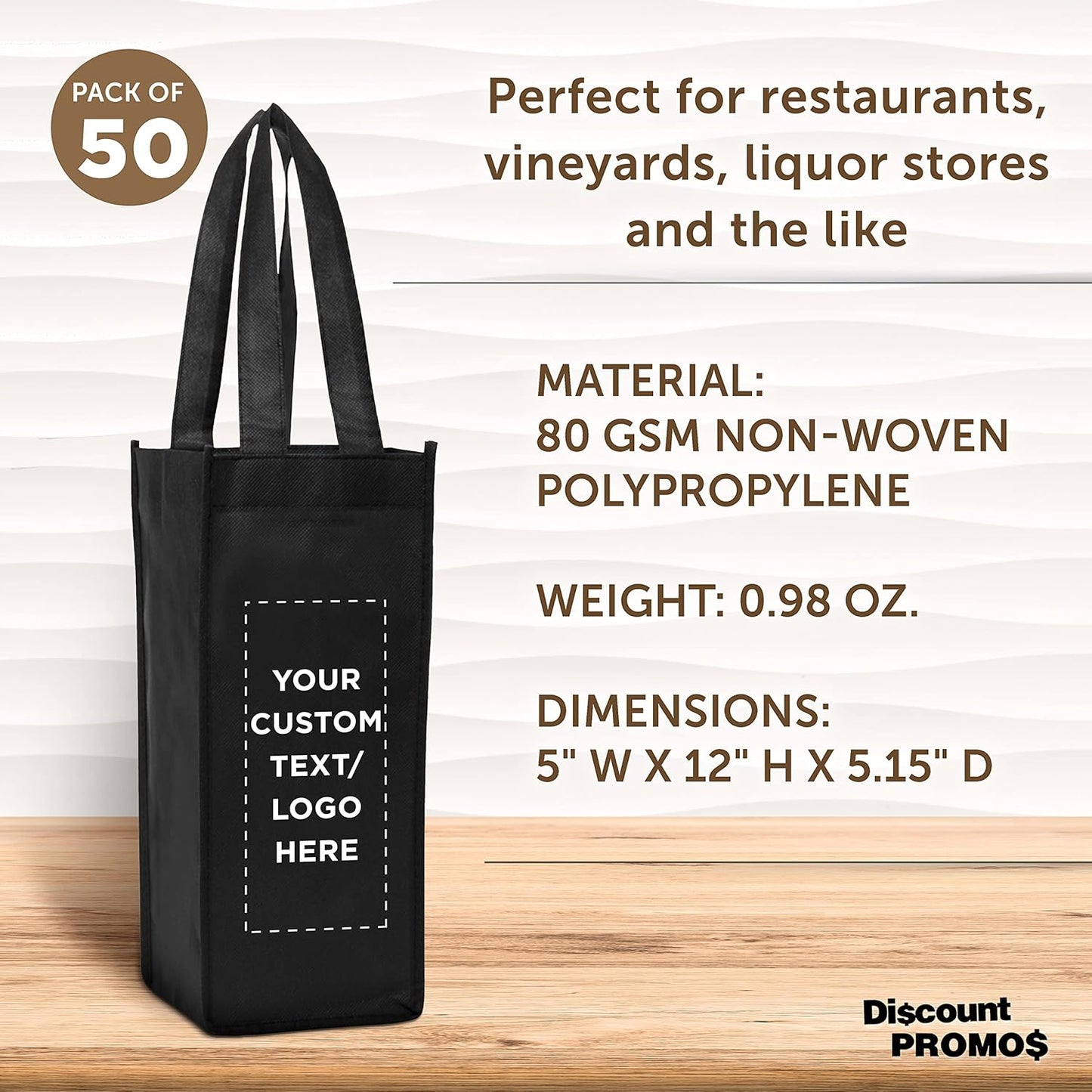 DISCOUNT PROMOS Non-Woven Vineyard Two Bottle Wine Bags