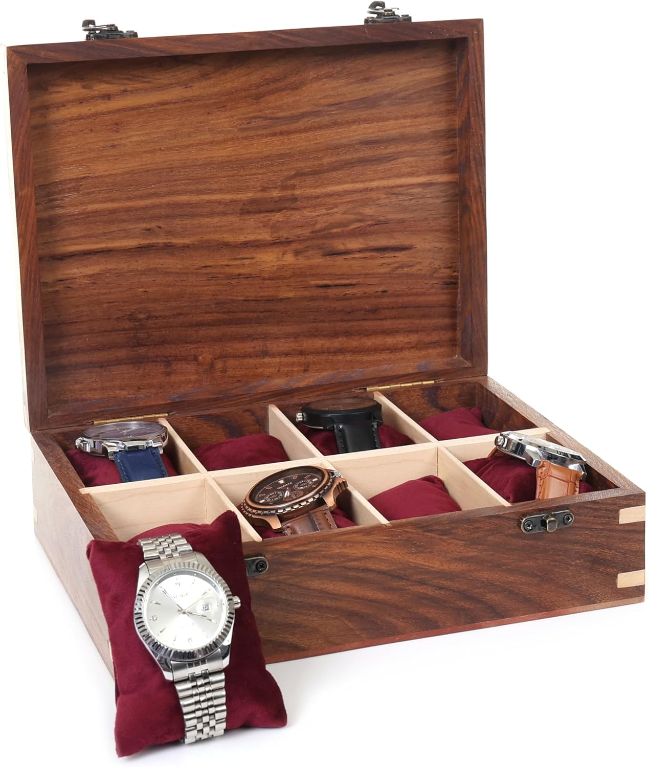 Wooden Watch Box for Men & Women, Watch Organizer & Display Case, Premium Long-Lasting Watch Holder for Storage, Elegant Gift for Watch Collectors (Wood Top, 8 Slots)