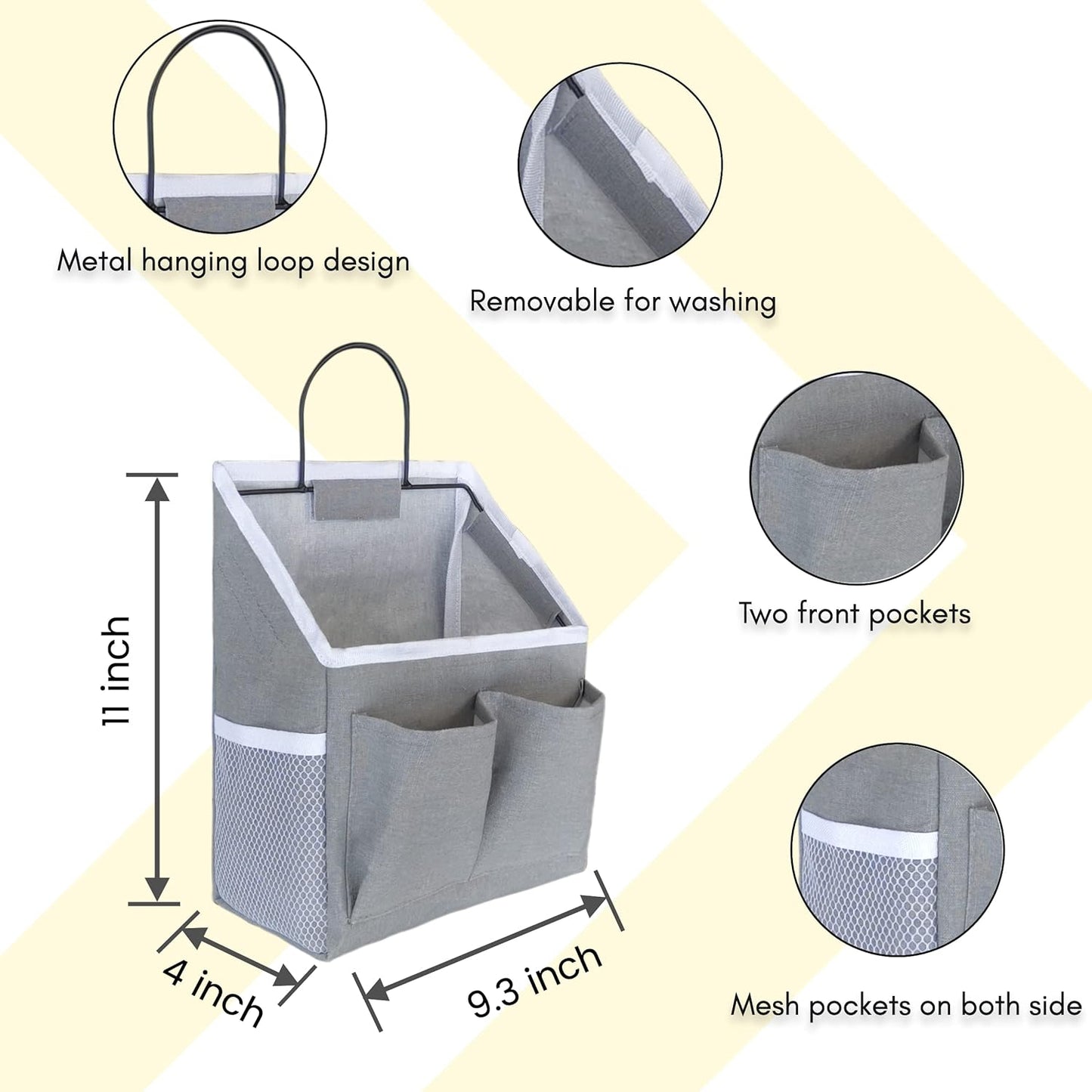 2pcs Small Wall Hanging Baskets for Organizing, Wall Hanging Storage Bag as Over the Door Organizer, Wall File Organizer, Rv Storage and Organization. For Bedroom, Office, Camper (Khaki-2pcs)