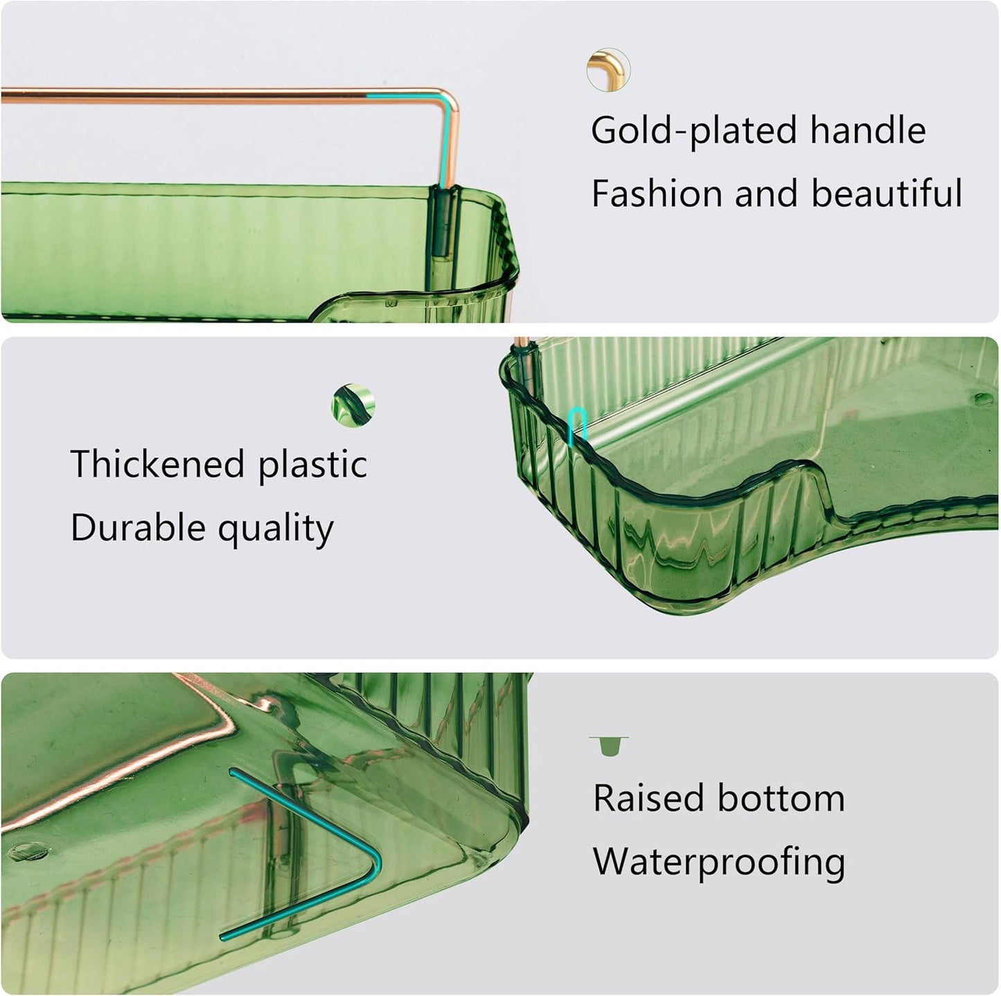YCIA&DONE Corner Bathroom Counter Organizer, Makeup Organizer for Vanity, Skincare Cosmetic Perfume Tray, Corner Countertop Shelf Rack Storage for Bathroom Kitchen 1 Tier (Vintage Green)