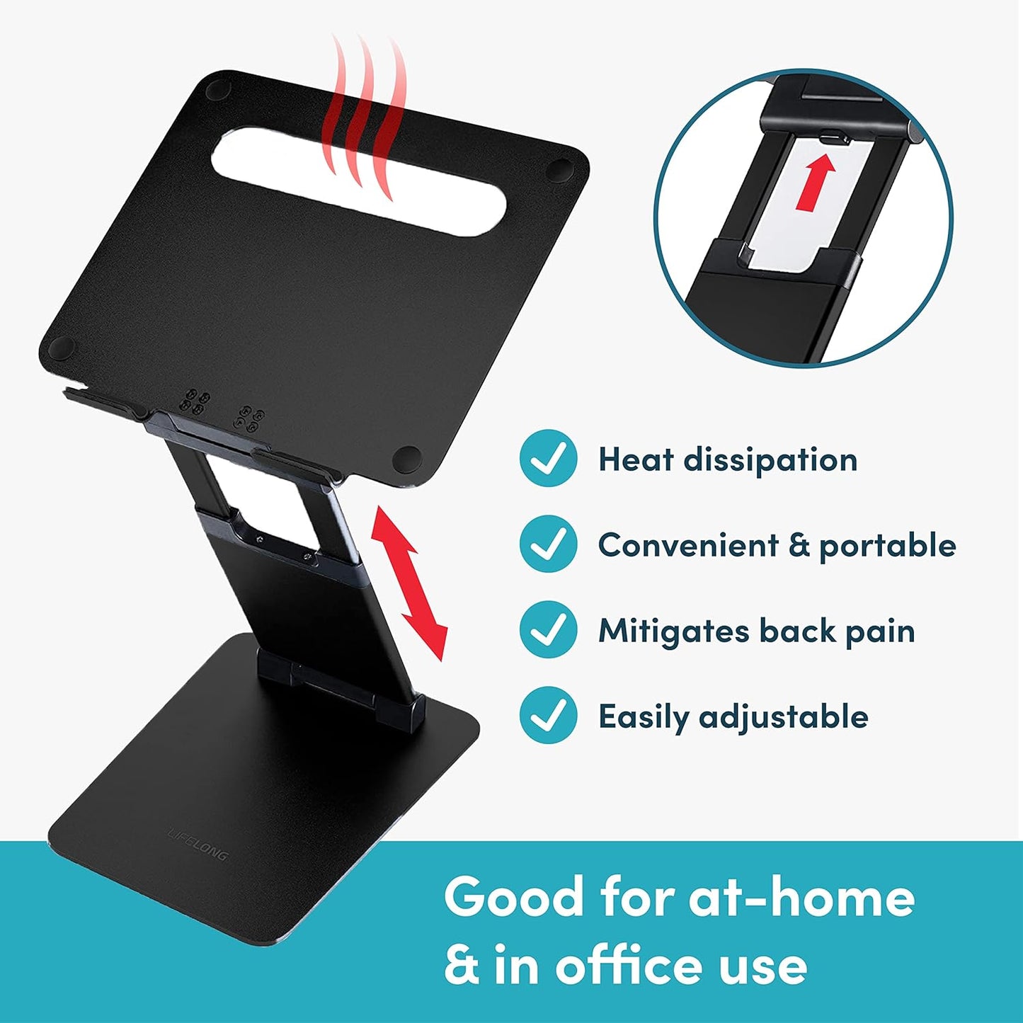 Lifelong Ergonomic Adjustable Laptop Riser - Fits 10-17 Inch Laptops & MacBooks - Portable Desk Laptop Stand