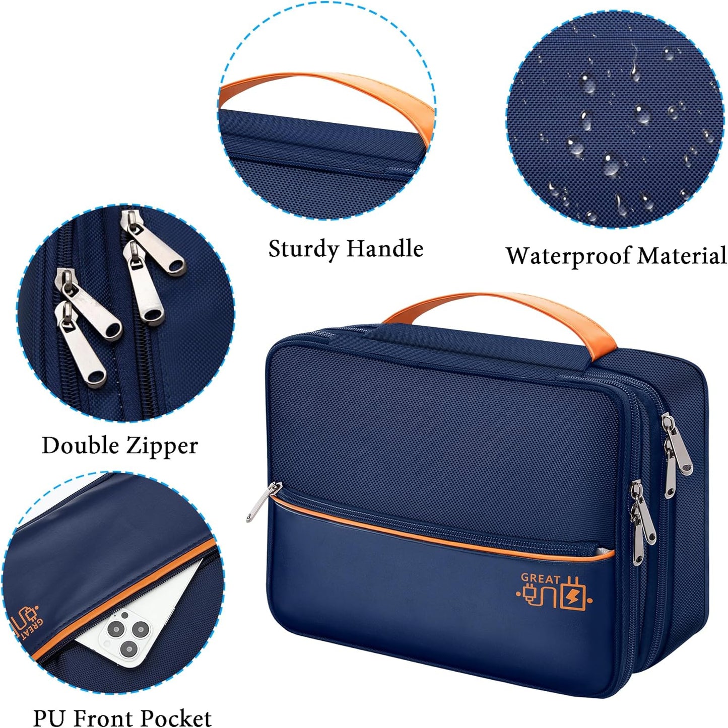 CILLA Electronic Organizer Travel Case, Travel Cord Organizer Case Portable Waterproof Cable Organizer Bag for Charger, Cord, USB, Power Bank, Earphone