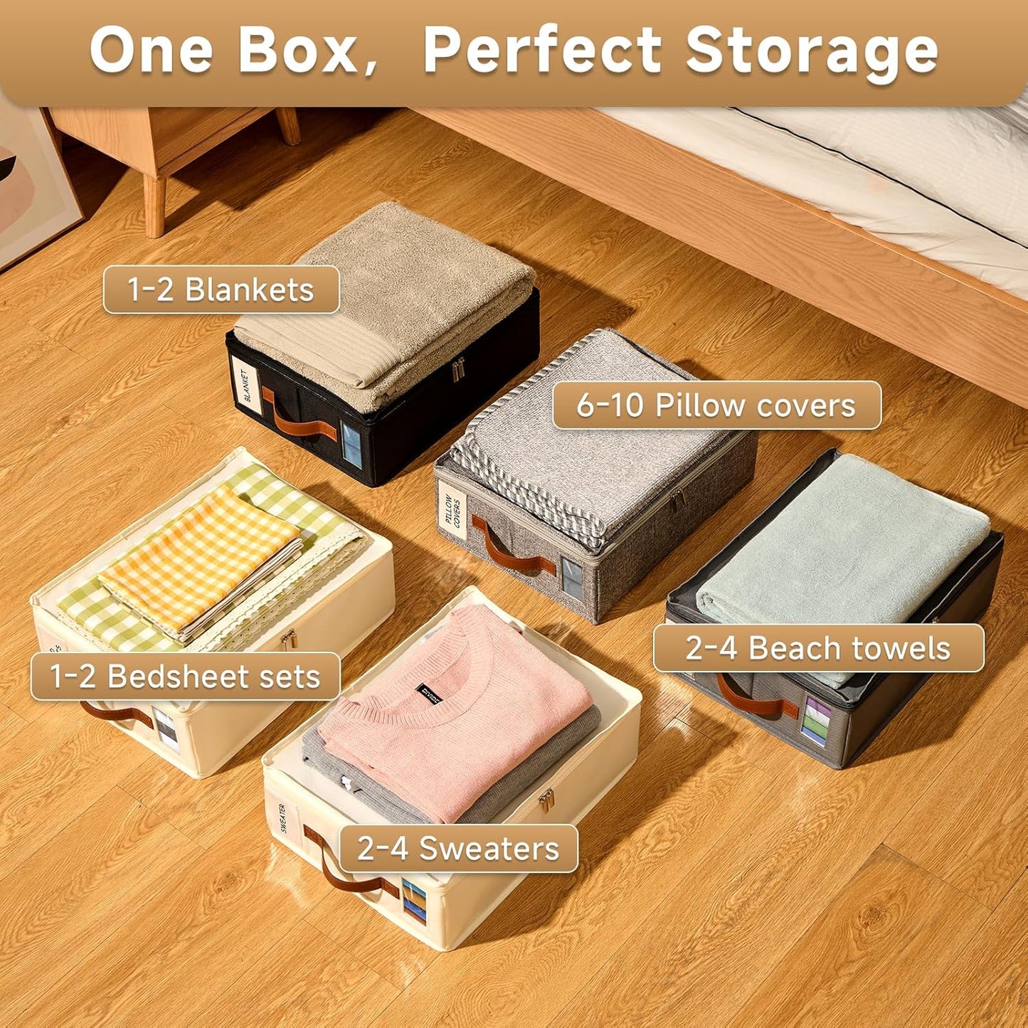 8pack Bed Sheet Organizer, Foldable Linen Closet Organizers and Storage with Sealed Design, Queen & King Size Sheet Storage with Window, Closet Organizer for Bedsheets/Blankets/Clothes, Linen