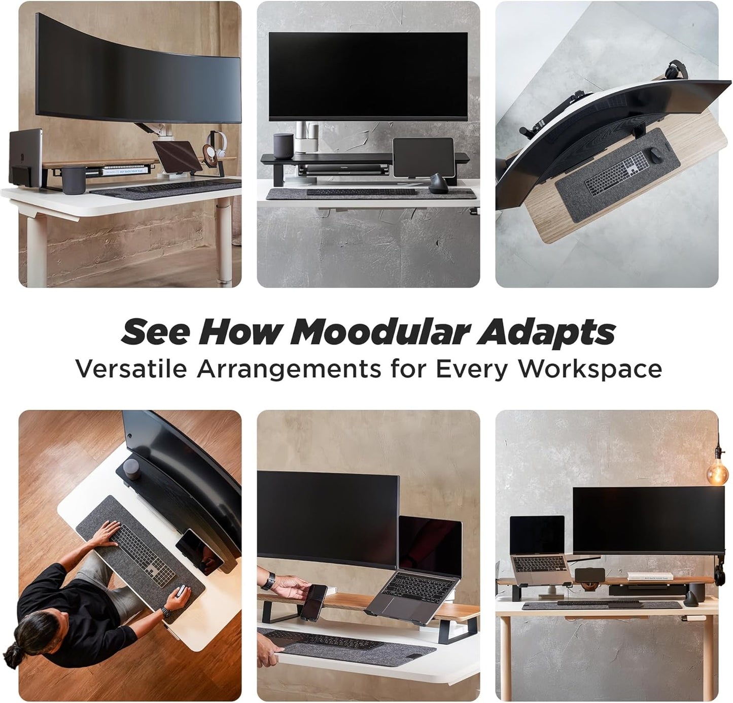 Moodular Add-ons Vertical Laptop Tray [Accessory Only - Requires Moodular Wooden Monitor Stand Slide Rails for Use] Black MSA-VLT