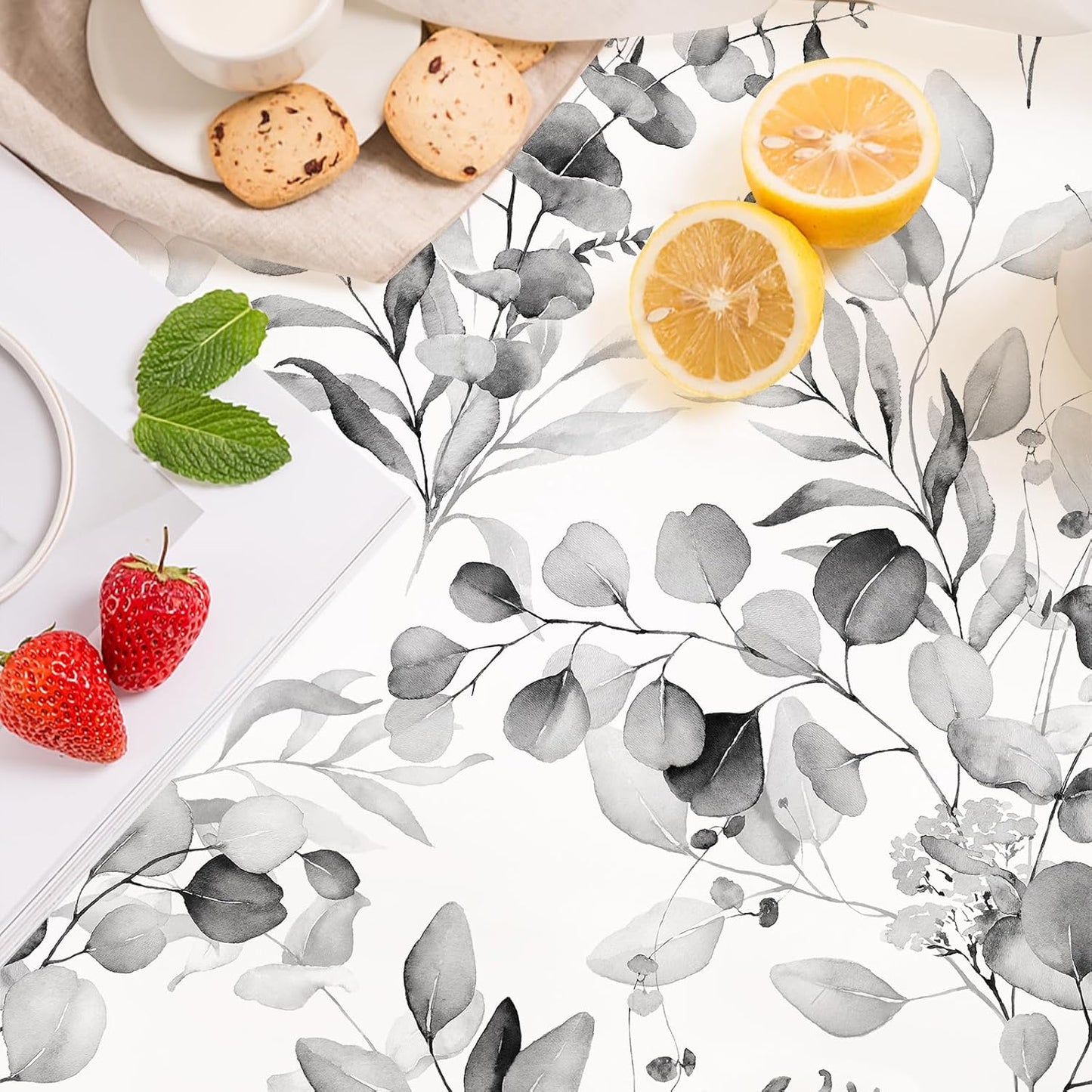 HAOKHOME Floral Shelf Liner and Cabinet Liner, Self-Adhesive Drawer Liners, Peel and Stick Contact Paper for Kitchen Cabinets and Cupboard, Bathroom Drawers, Grey/White 17.3in x 6.5ft