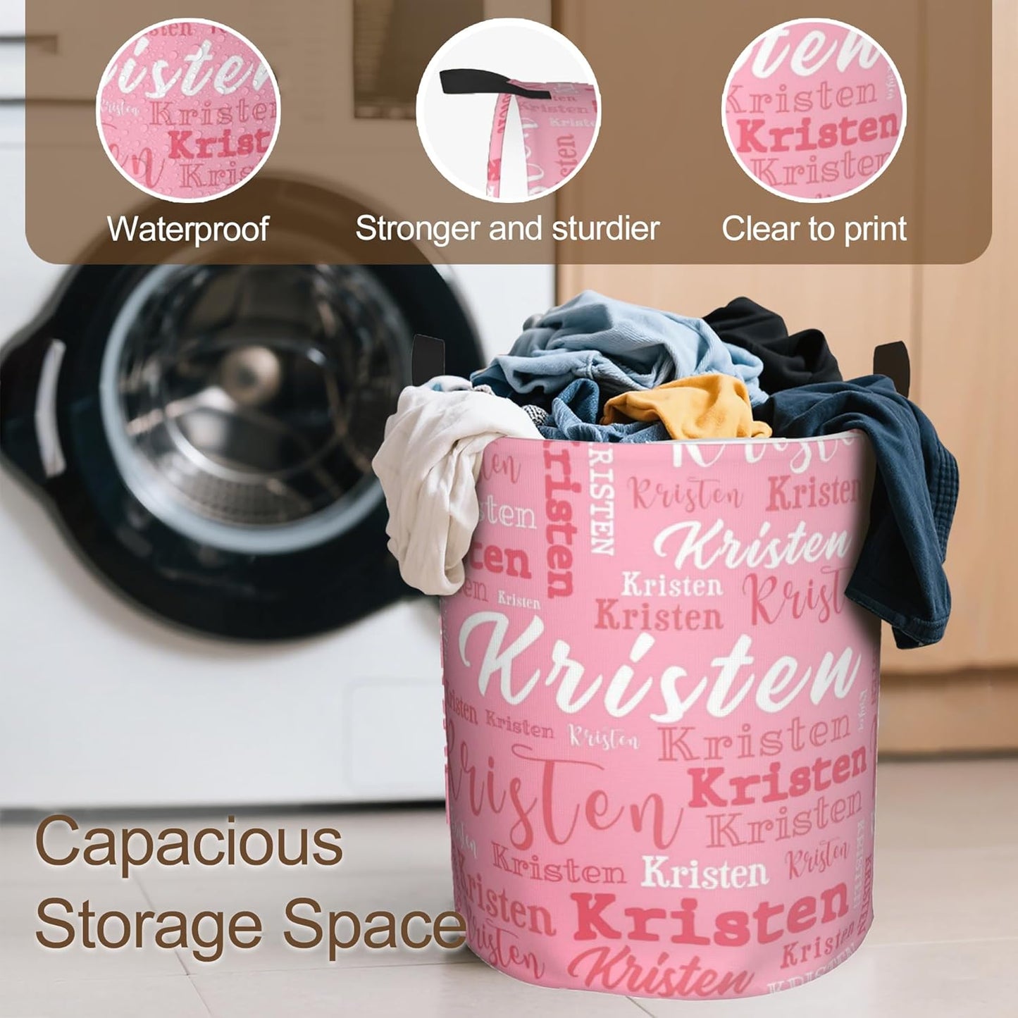 Custom Name Laundry Hamper, Personalized Laundry Baskets with Name for Boys Girls Women Men, Customized Collapsible Dirty Clothes Hamper Easy Storage Gifts for Bedroom Bathroom Living Room