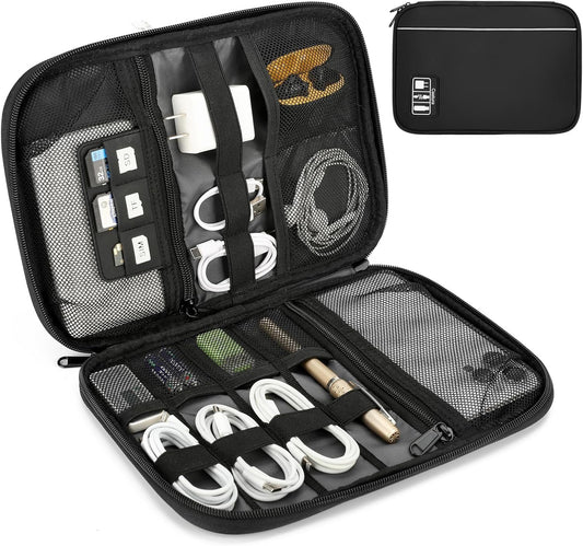 Electronic Organizer Travel Case, All-in-One Portable Cable Organizer Bag for Storage, Cord Organizer Tech Accessories for Cables, Chargers, Power Bank, Flash Drive, SD Card