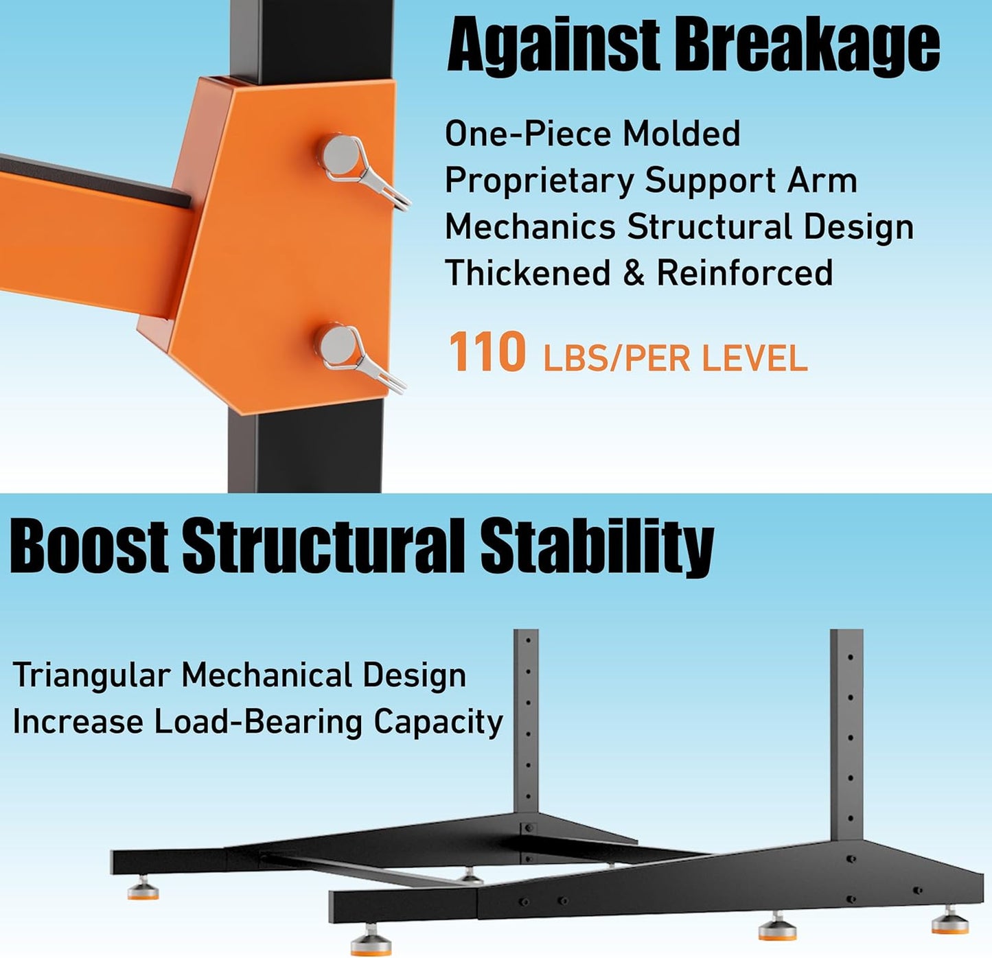 Kayak Storage Rack, Adjustable Outdoor Canoe Rack, Reinforced, Thickened, and Enhanced Rust Resistance, Holds 330 lbs, for Safe Dock and Outdoor Kayak Storage(3-Tier, Orange)