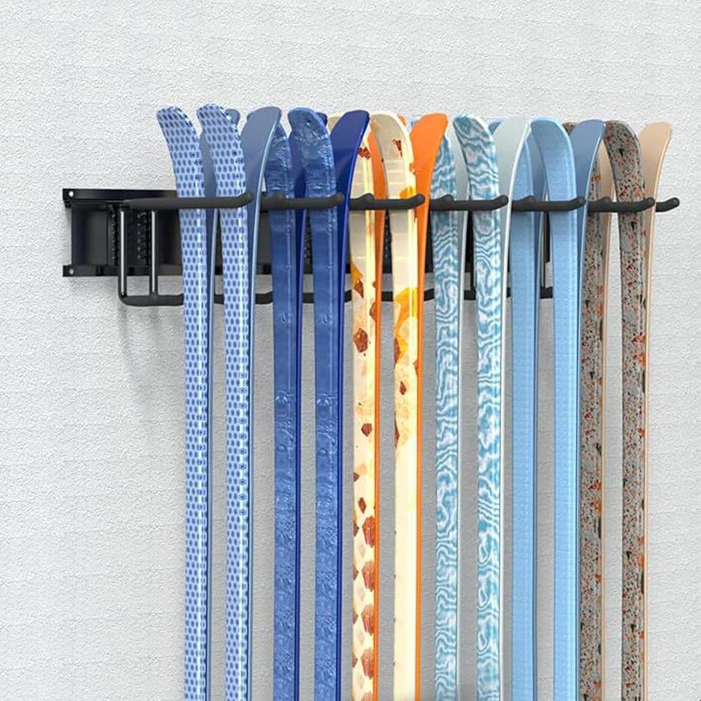 Snowboard Wall Rack, Ski Rack Wall-Mount with Gravities Locking Compact Ski Storage for Garage Skis Holders for Wall Antislip Protecting Equipment Storage Tool Organizer