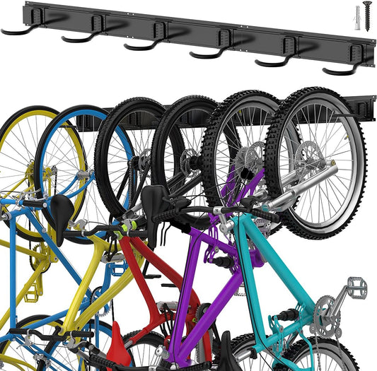 TORACK Bike Storage Rack, 6 Bike Rack Wall Mount Home and Garage Organizer, Vertical Bicycles Hanger Hooks for Indoor Space Saving