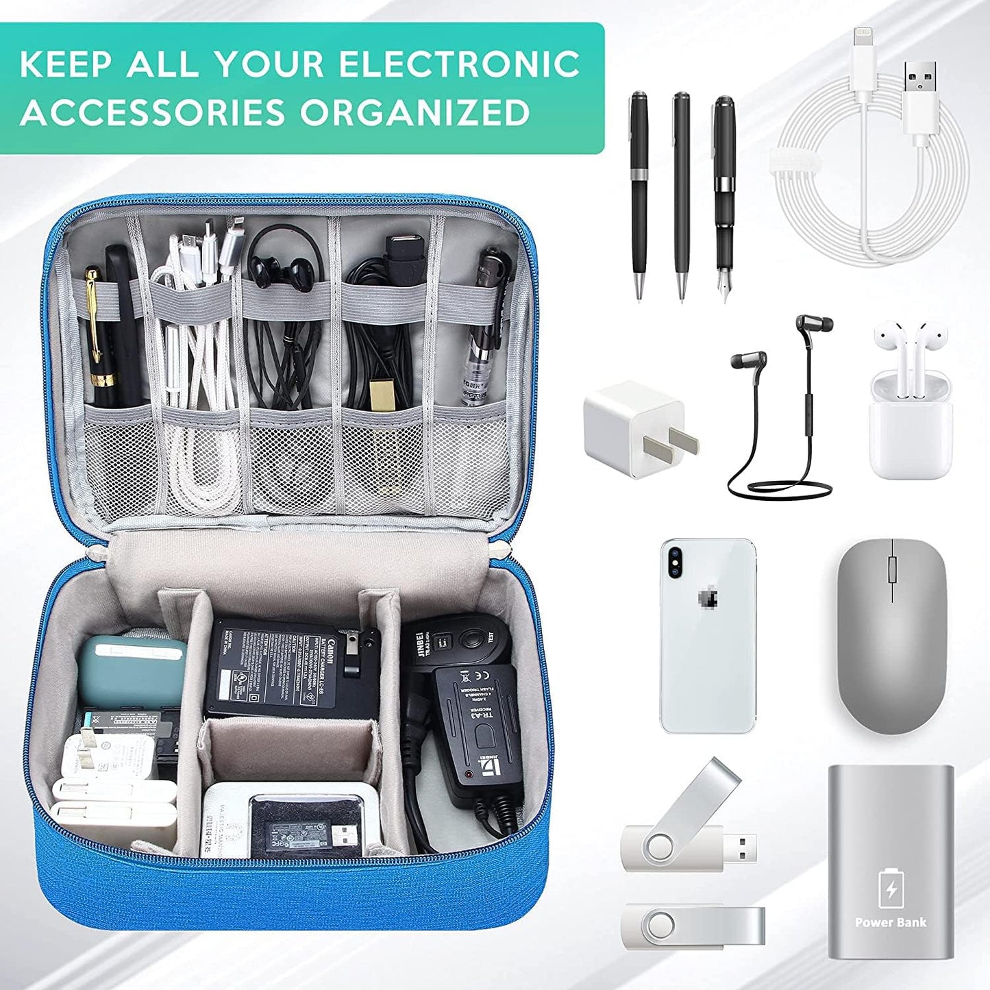Electronics Organizer Travel Cable Organizer Bag Waterproof Portable Digital Storage Bag Electronic Accessories Case Cable Charger Organizer Case