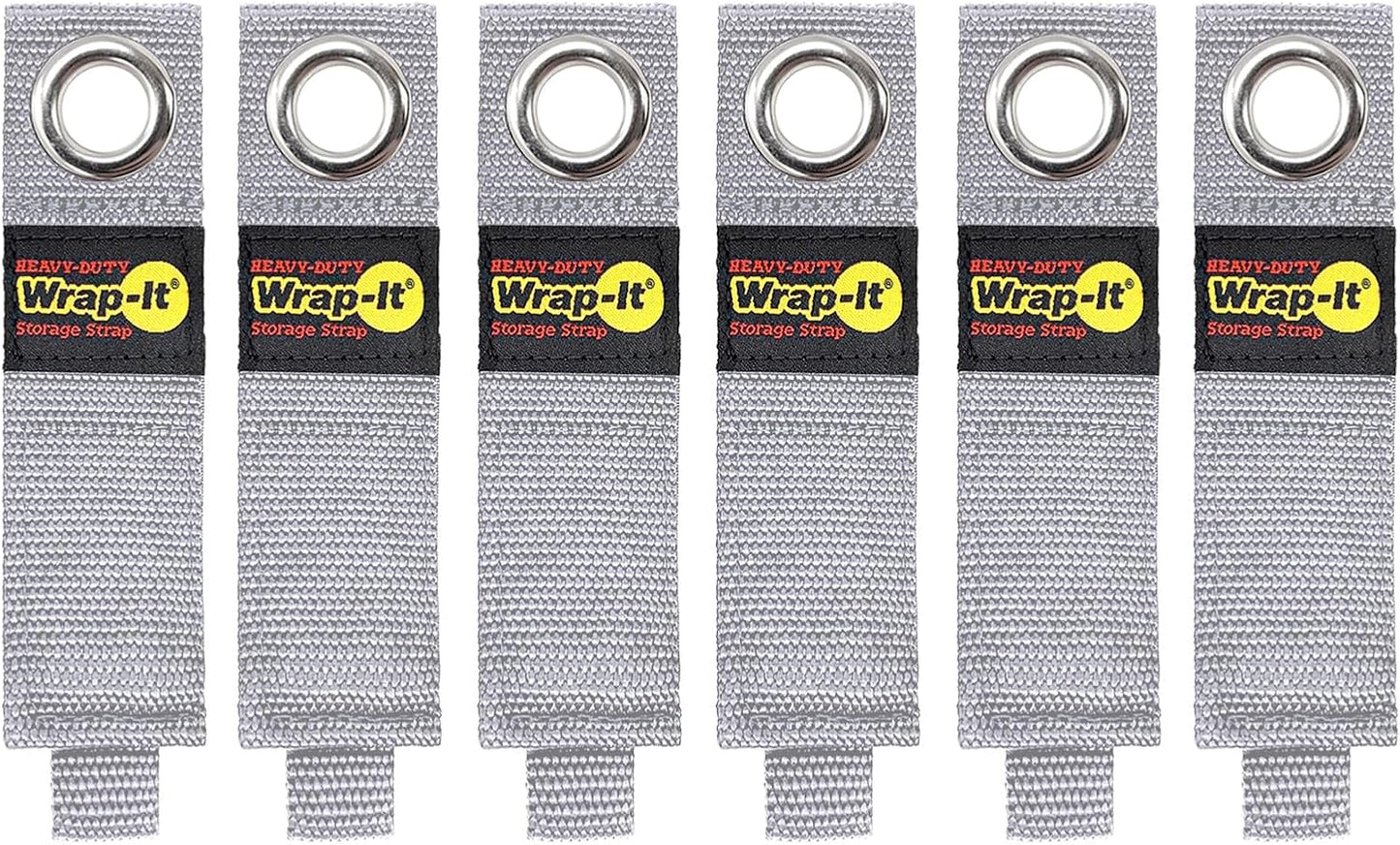 Heavy-Duty Wrap-It Storage Straps - 10" (6-Pack) Silver - Garage Organizer and Electric Cord Holder for Garage Essentials