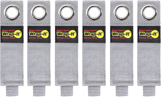 Heavy-Duty Wrap-It Storage Straps - 10" (6-Pack) Silver - Garage Organizer and Electric Cord Holder for Garage Essentials