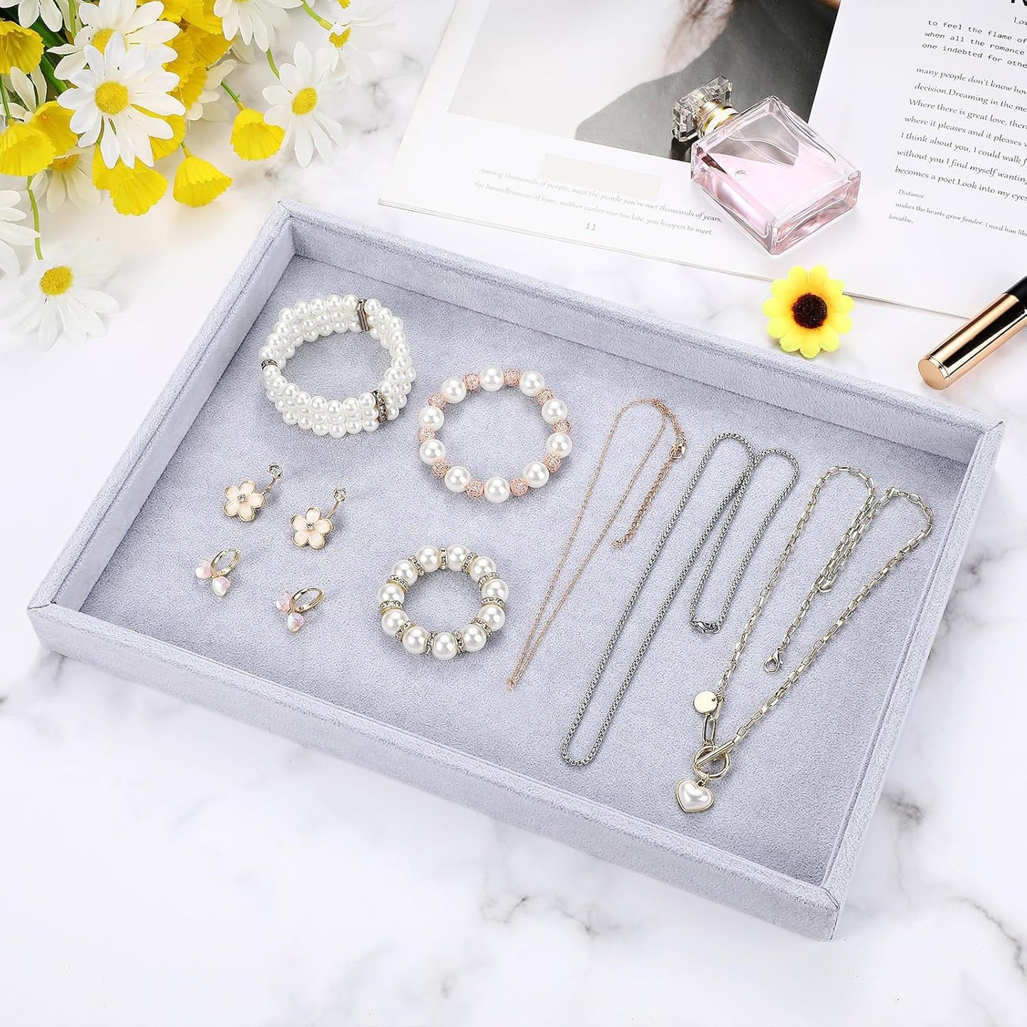 Quelay Stackable Jewelry Tray Jewelry Organizer Tray Showcase Display Empty Plate Bracelet Ring Earring Organizer