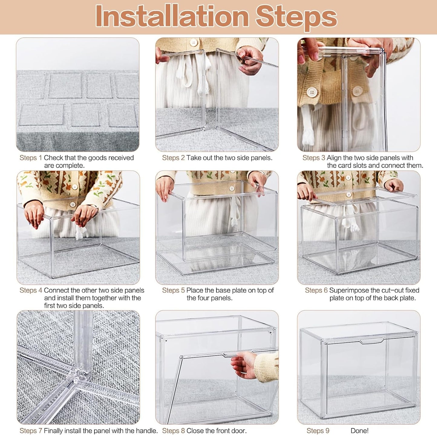 3 Packs Clear Handbag Storage Organizer for Closet, Acrylic Display Case for Purse Handbag, Stackable Purse Organizer Storage Box with Magnetic Lids for Wallet Book Collectibles