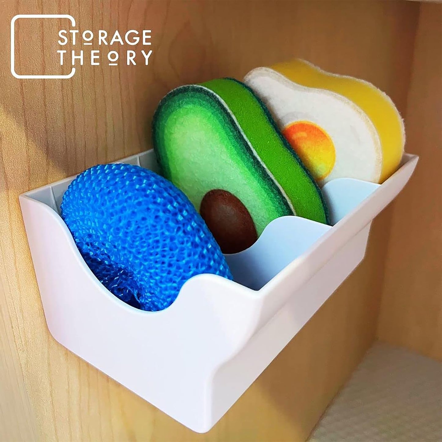 BeraTek Sponge Daddy Caddy & Under Sink Sponge Holder Combo - Kitchen Sink Organizer Keeps Sponges Dry, Odor-Free - White, Combo Pack