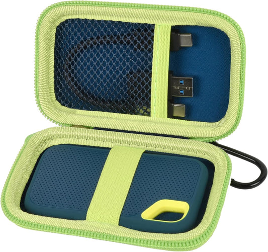 Case Compatible with SanDisk 1TB 2TB 500GB 4TB/for SanDisk PRO Extreme Portable SSD, External Solid State Hard Drive Storage Holder for SDSSDE61/ SDSSDE60/ SDSSDE81/SDSSDE30/SDSSDE60 (Box Only)(Green)