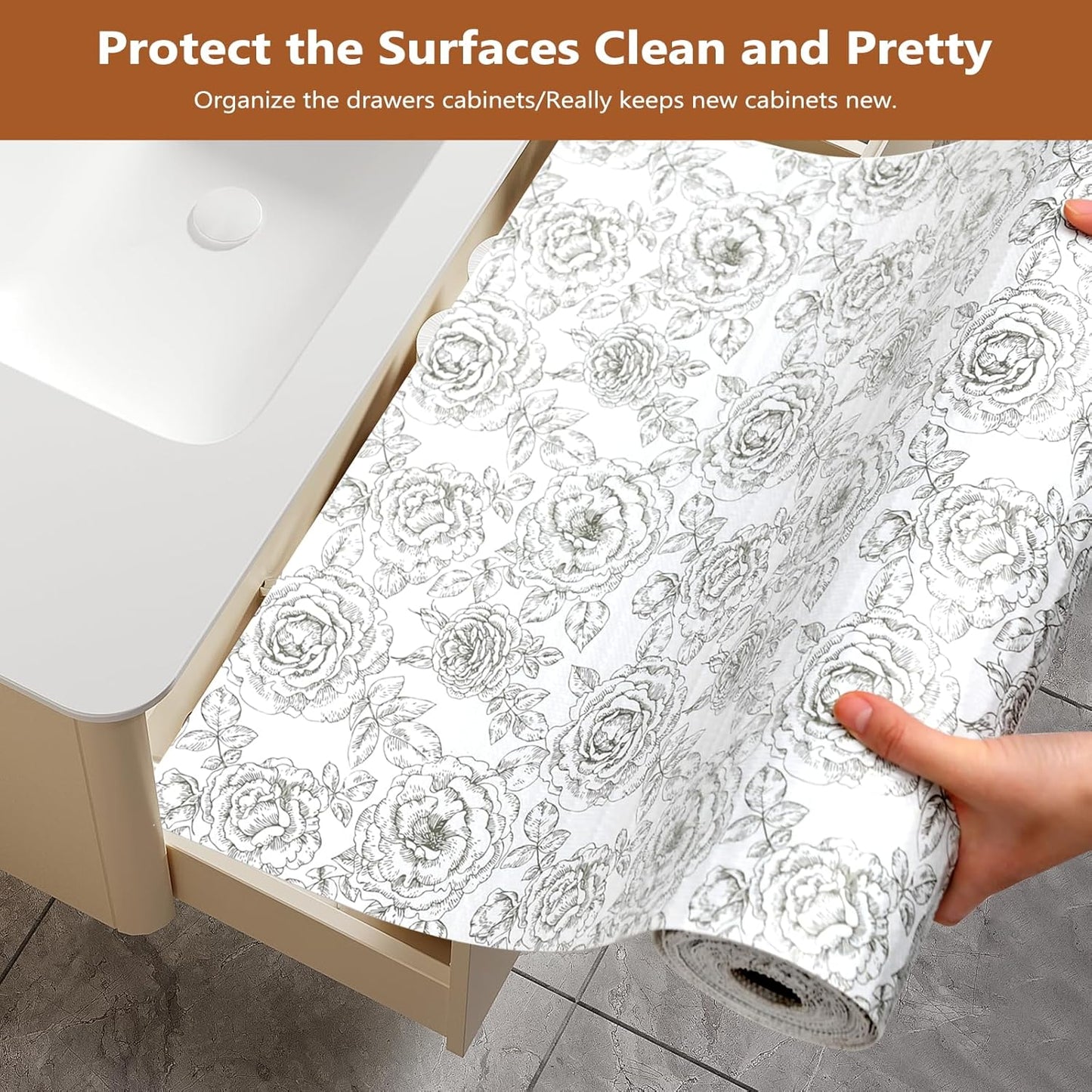 Shelf Drawer Liner for Kitchen Cabinets Non Adhesive, Slip Resistant Strong Grip Thickened Cabinet Liners for Shelves, Non Slip Plastic Shelving Paper for Cupboard, Dresser, Pantry(Rose, 17.5" x 20FT)