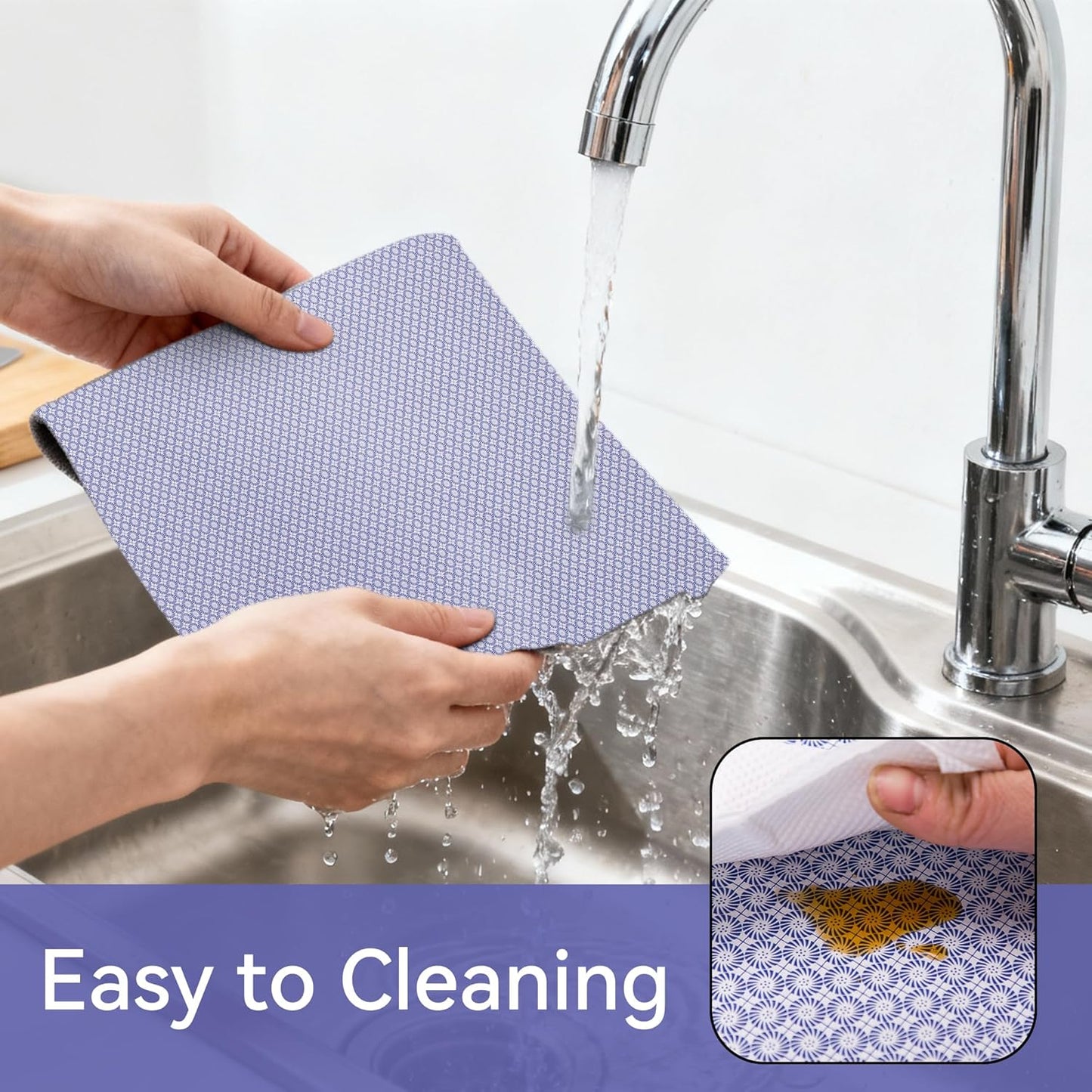 FIFTY FEET 18"x96" Non-Adhesive Shelf Liner for Kitchen Cabinets and Drawers, Washable Non-Slip PVC Cabinet Liner (Blue Circle)(1 Roll)