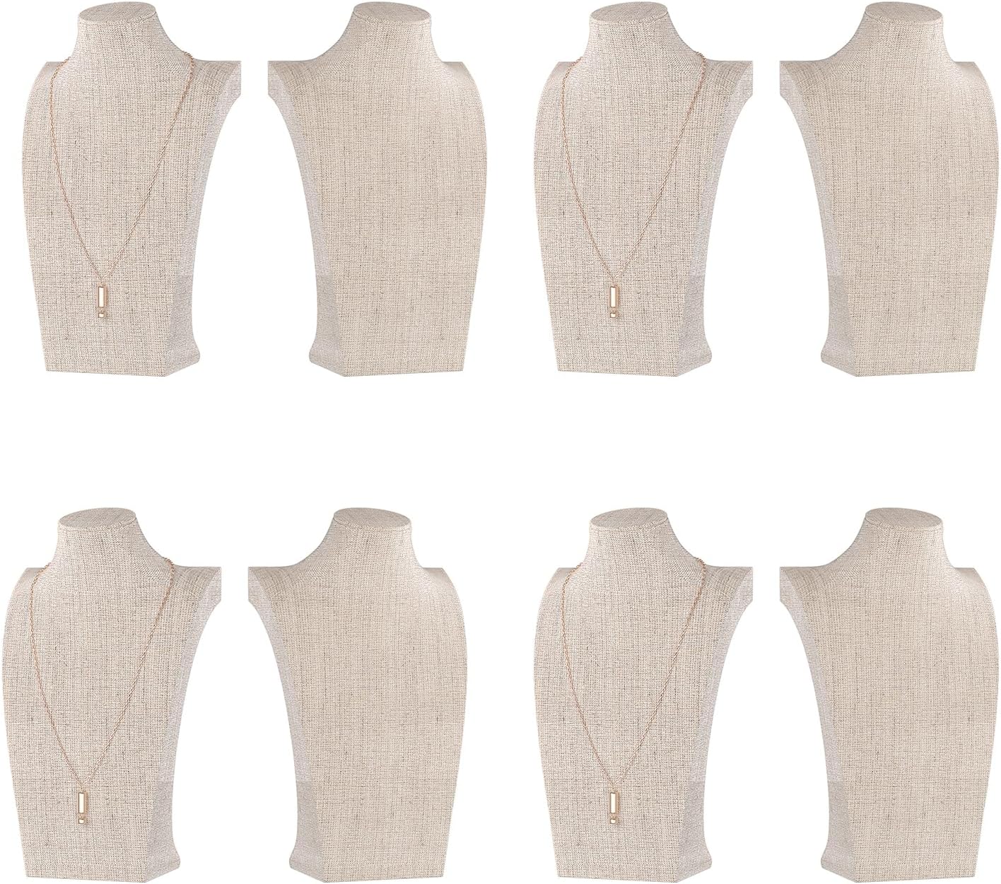 Necklace Bust Display Stand, Necklace Holder, Pendant Chain Necklace Organizer for Women (Yellow Linen, L 1PCS)