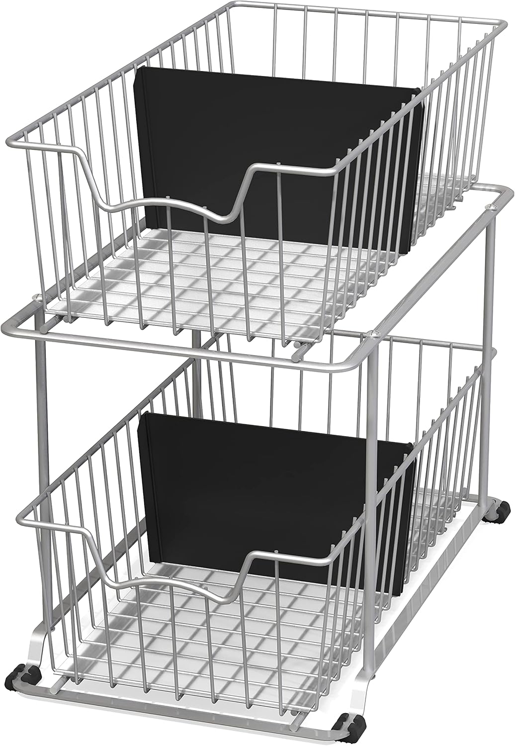 Simple Houseware 2 Tier Cabinet Wire Basket Drawer Organizer, Grey