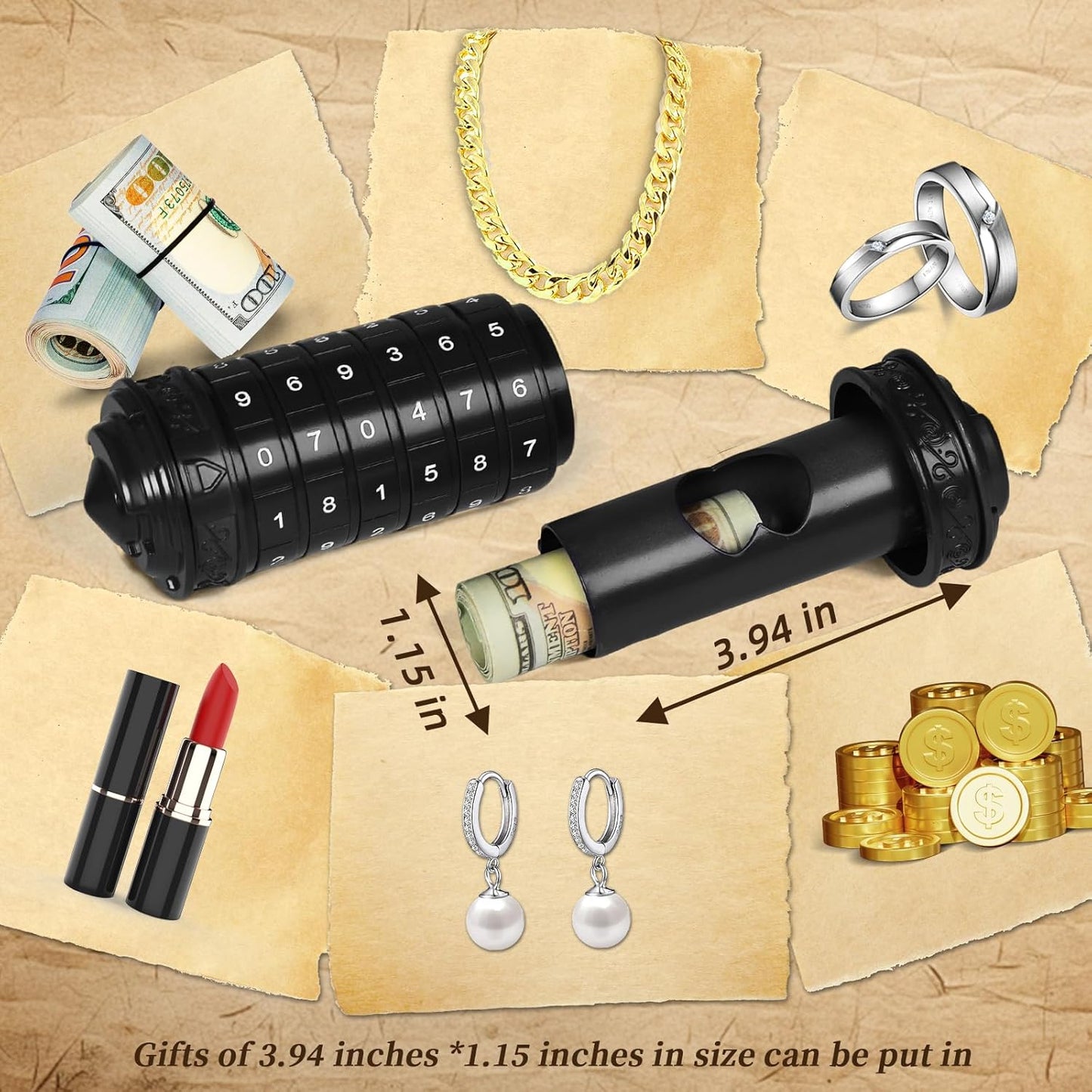 Da Vinci Code Numeric Cryptex Money Puzzle Box for Cash Gift, Jewelry Box with Hidden Compartment, Unique Puzzle Gift for Adults Brain Teaser Valentine’s Day Wedding & Anniversary Present