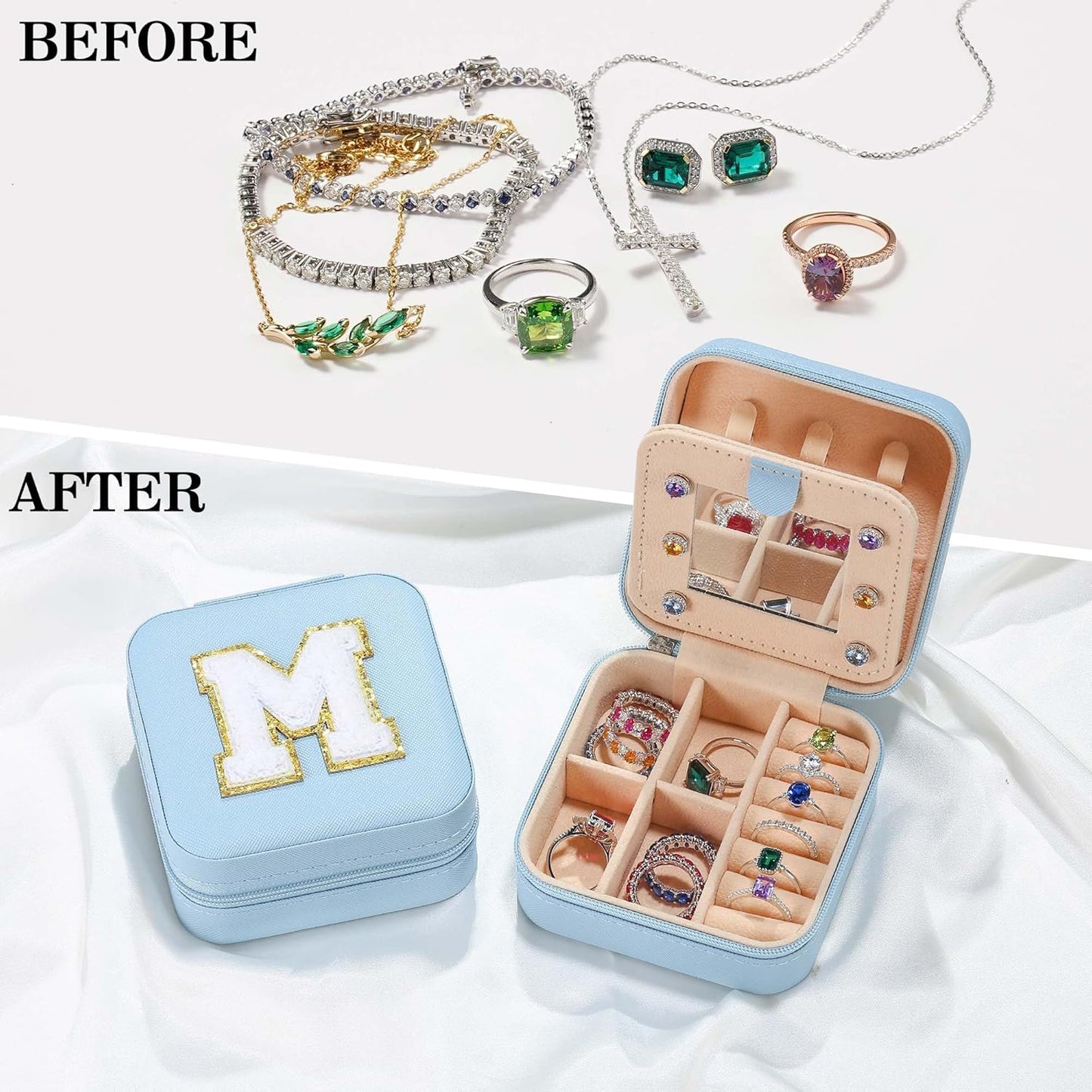 Parima Birthday Gifts for Women - Travel Jewelry Box, Unique Gifts for Women Jewelry Case | Friends, Daughter, Granddaughter - Letter B, Sky Blue